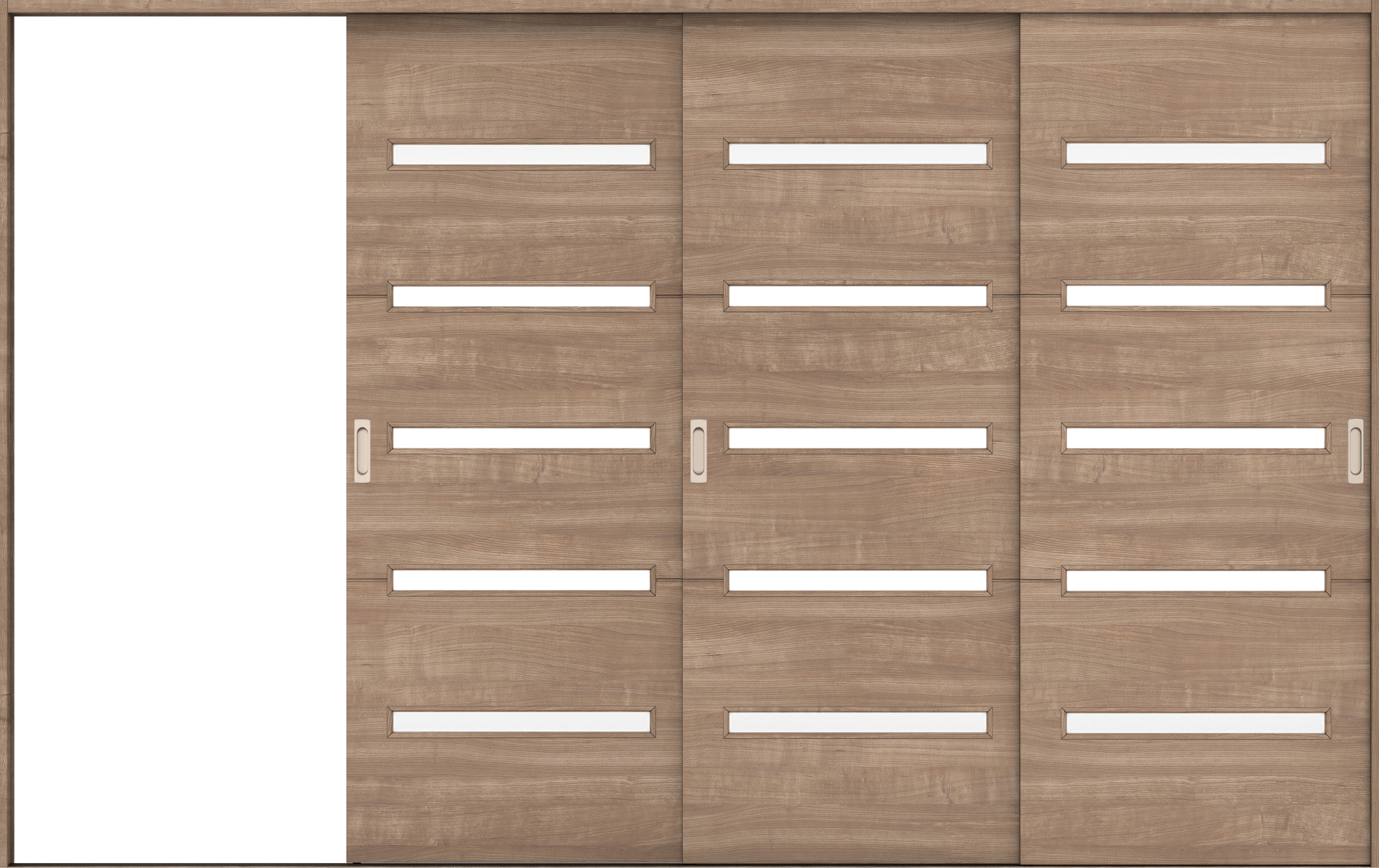 リビングドア　イエリア　引戸・３枚片引　扉セット　Ｙ４デザイン　３２２９幅用　２０００高　〈トープグレー柄〉　左引用　錠なし　ラクラクローズ付