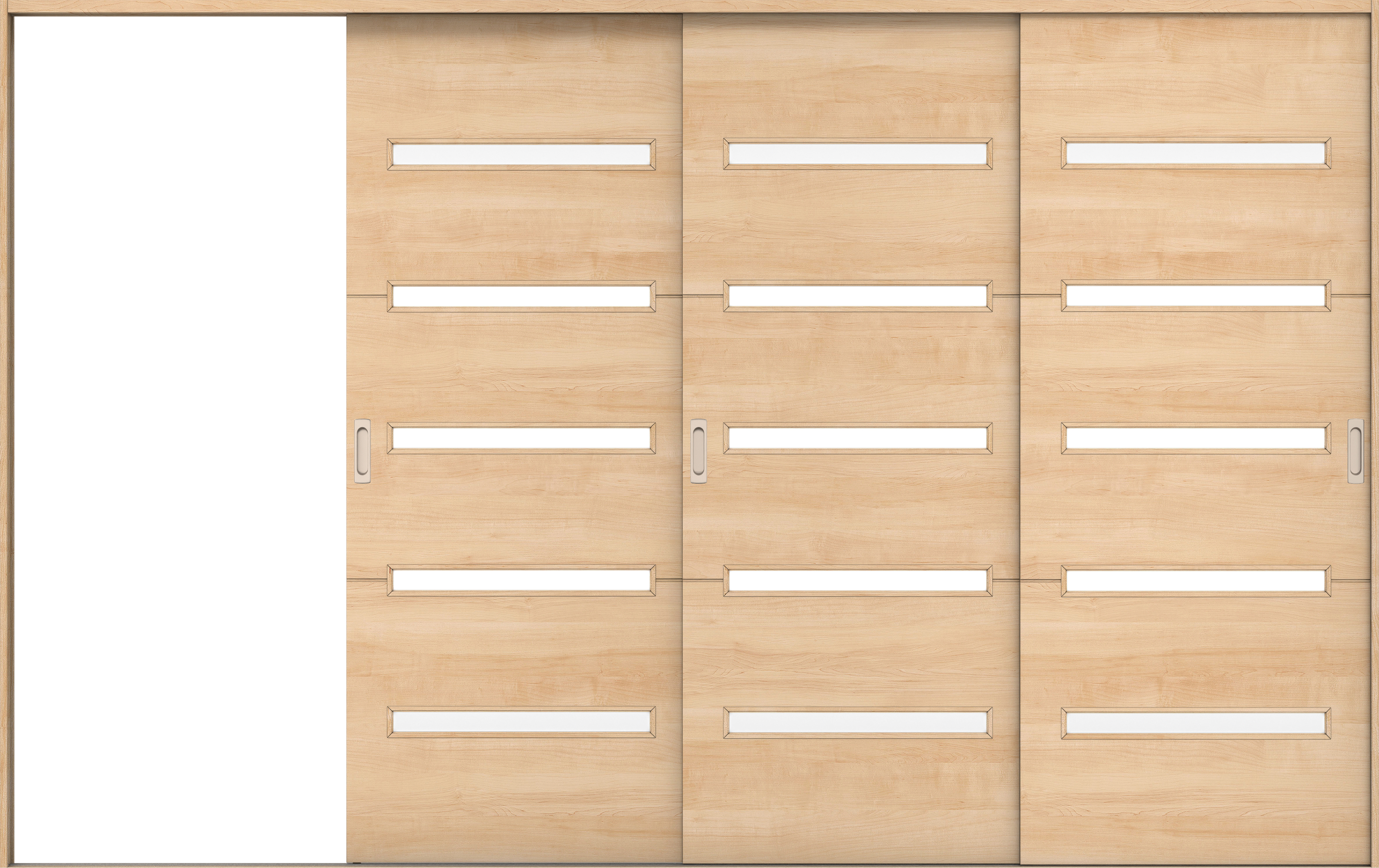 リビングドア　イエリア　引戸・３枚片引　扉セット　Ｙ４デザイン　３２２９幅用　２０００高　〈ミルベージュ柄〉　左引用　錠なし　ラクラクローズ付