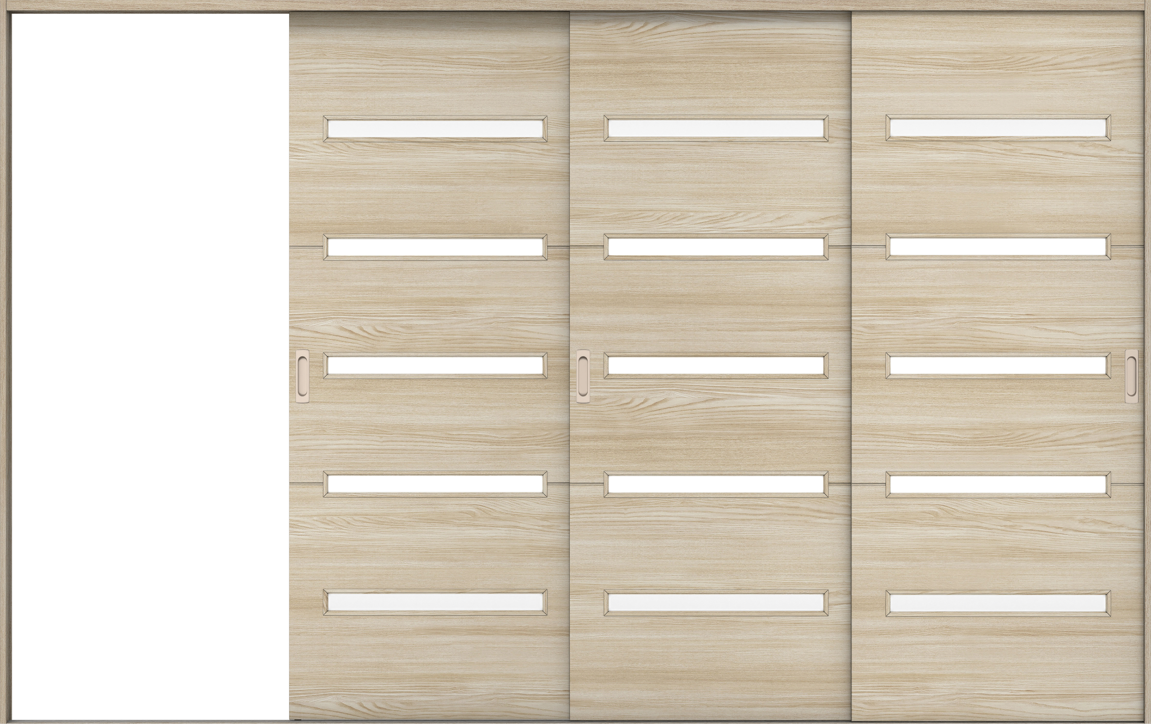 リビングドア　イエリア　引戸・３枚片引　扉セット　Ｙ４デザイン　３２２９幅用　２０００高　〈ソフトグレージュ柄〉　左引用　錠なし　ラクラクローズ付