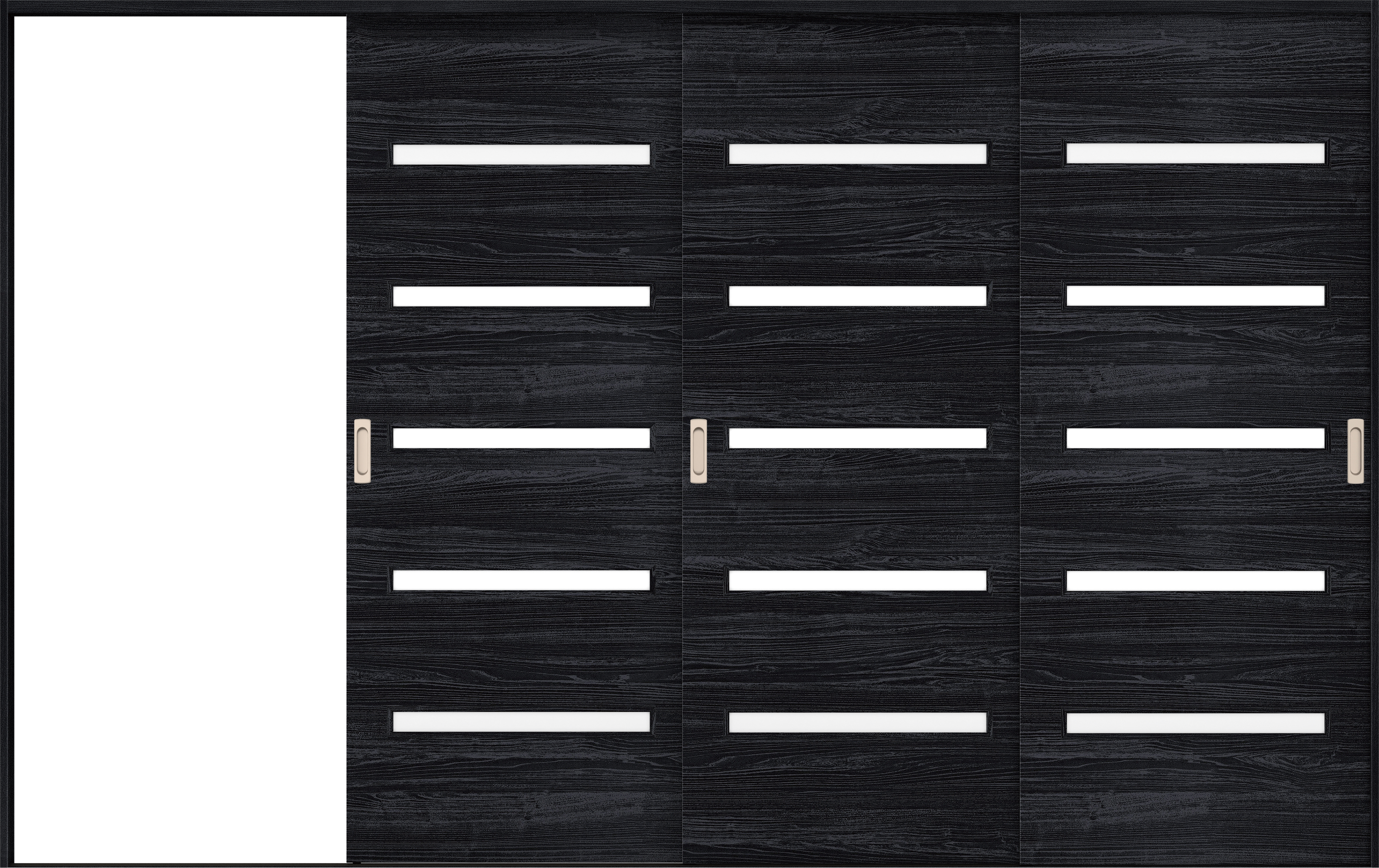 リビングドア　イエリア　引戸・３枚片引　扉セット　Ｙ４デザイン　３２２９幅用　２０００高　〈モスブラック柄〉　左引用　錠なし　ラクラクローズ付