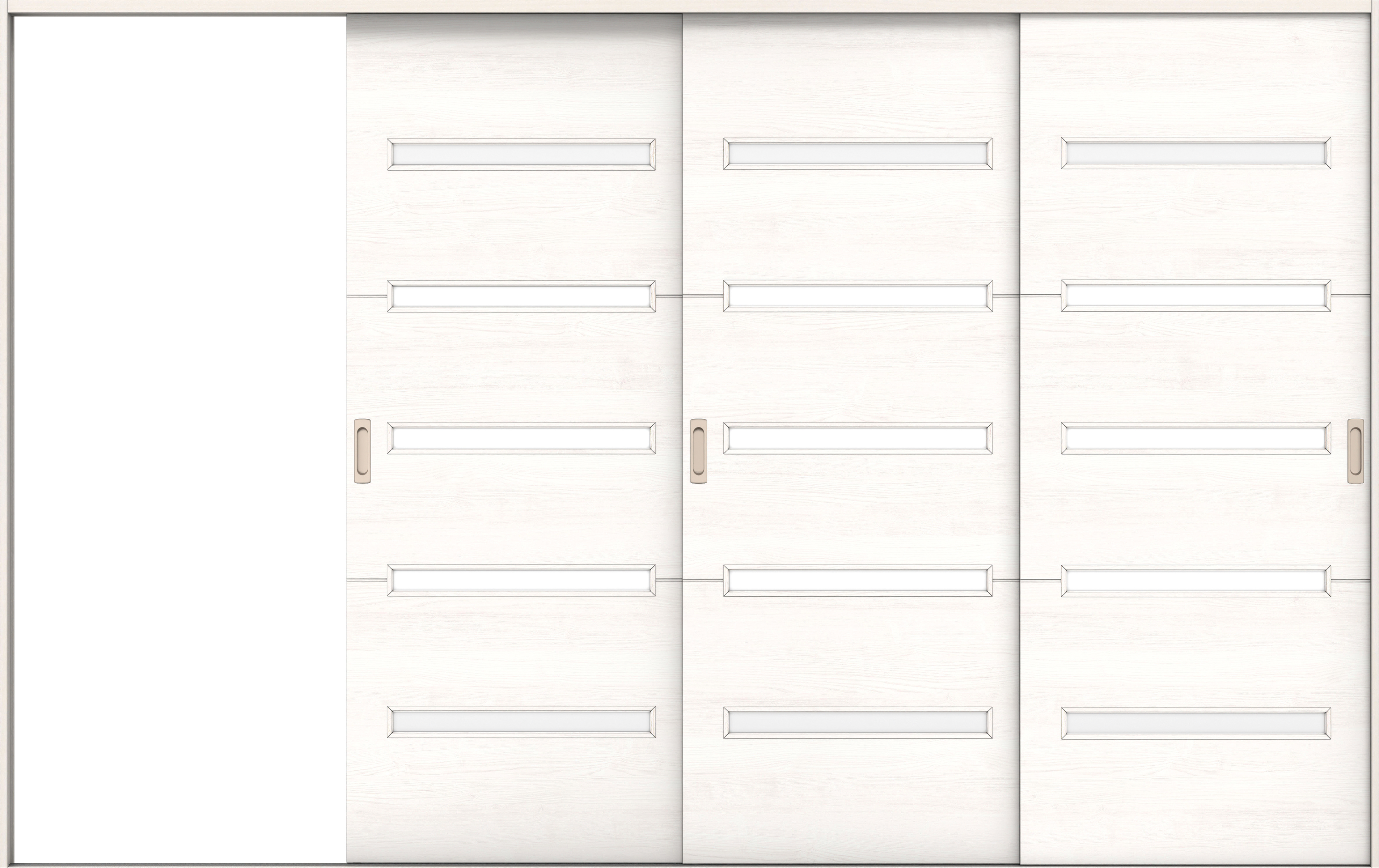 リビングドア　イエリア　引戸・３枚片引　扉セット　Ｙ４デザイン　３２２９幅用　２０００高　〈ネオホワイト柄〉　左引用　錠なし　ラクラクローズ付