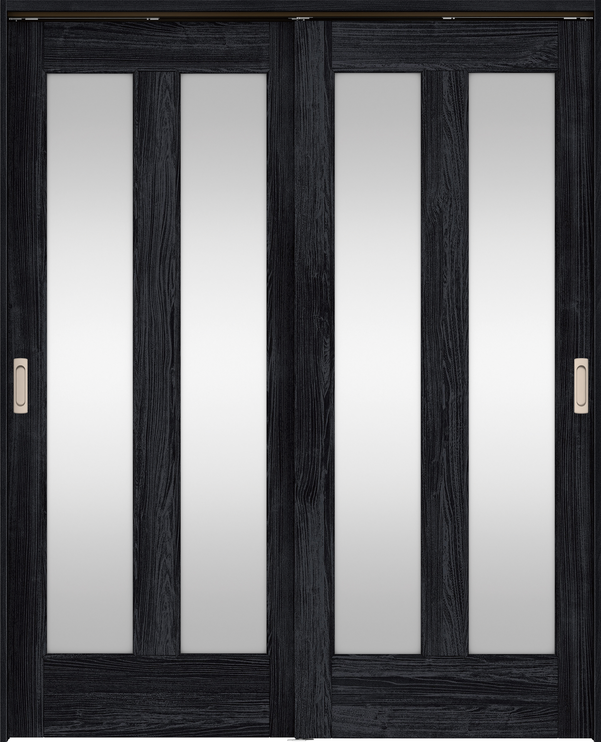 リビングドア　イエリア　吊戸・引違　扉セット　０６デザイン　１７４５幅用　２０００高　〈モスブラック柄〉　左右兼用　錠なし　ラクラクローズ付用
