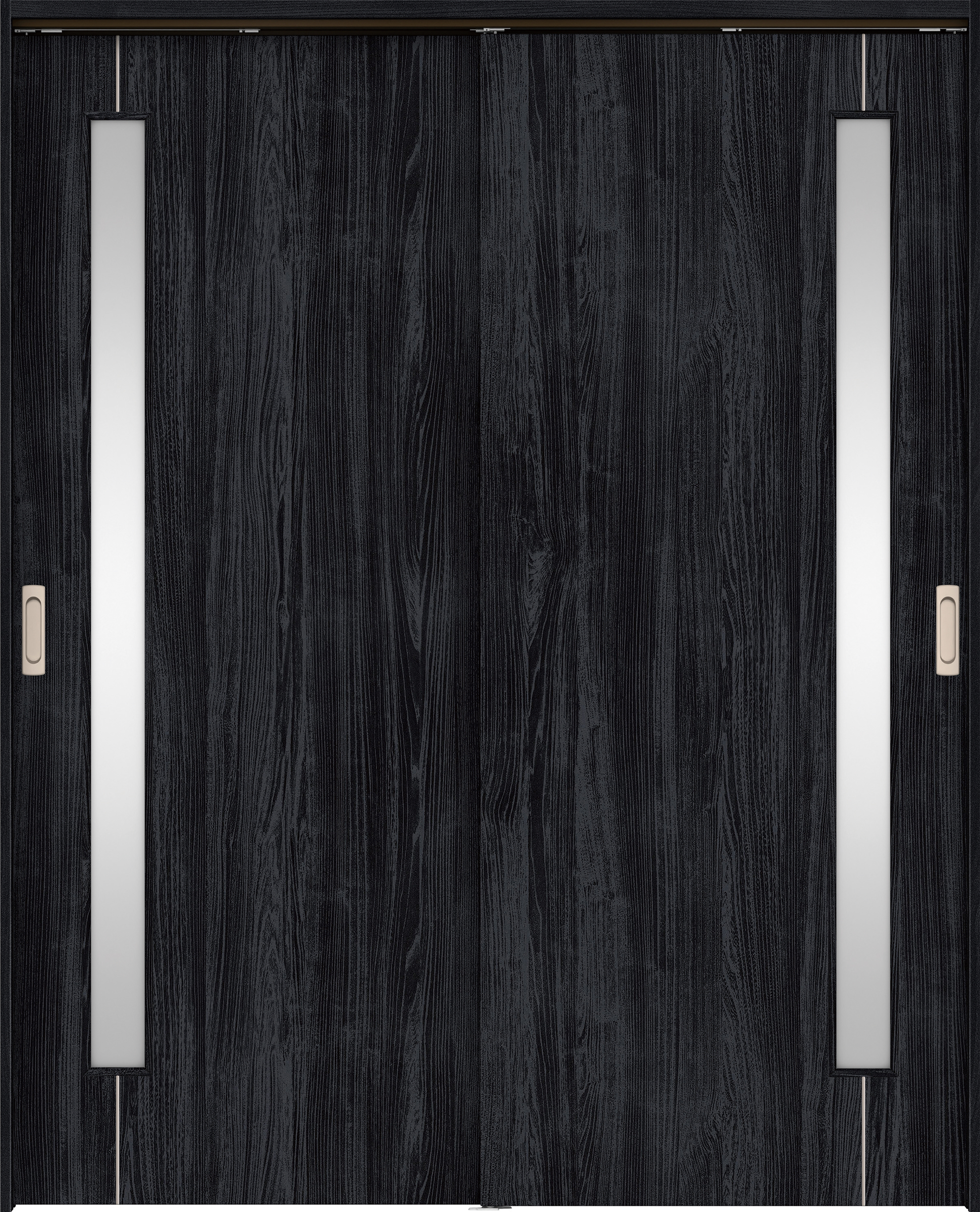 リビングドア　イエリア　吊戸・引違　扉セット　Ｄ４デザイン　１６４５幅用　２０００高　〈モスブラック柄〉　左右兼用　錠なし　ラクラクローズ付用