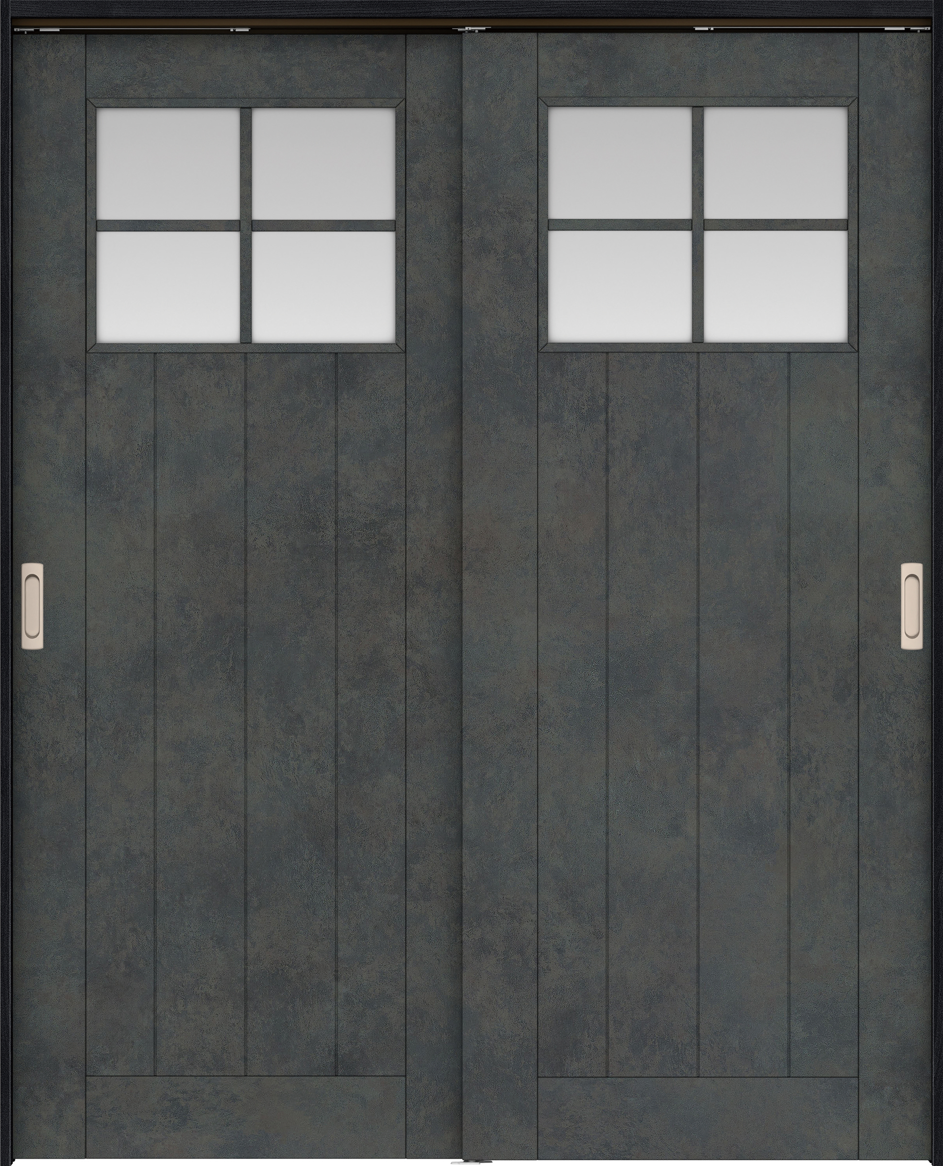 リビングドア　イエリア　吊戸・引違　扉セット　１Ｓデザイン　１６４５幅用　２０００高　〈アイアンブラック柄〉　左右兼用　錠なし　ラクラクローズ付用