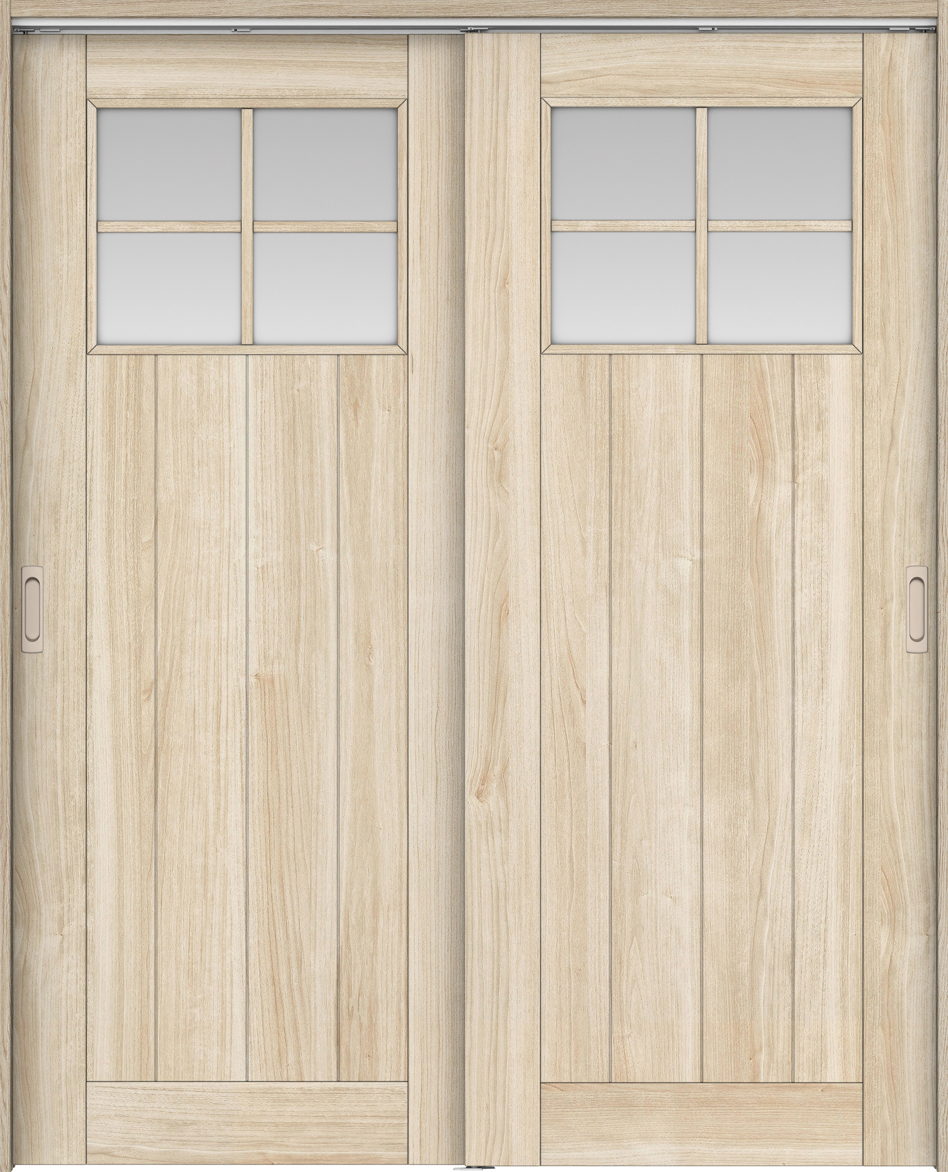 リビングドア　イエリア　吊戸・引違　扉セット　１Ｓデザイン　１６４５幅用　２０００高　〈コットンベージュ柄〉　左右兼用　錠なし　ラクラクローズ付用