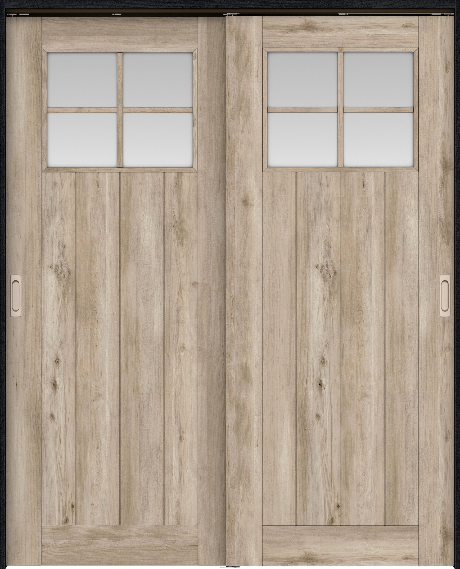 リビングドア　イエリア　吊戸・引違　扉セット　１Ｓデザイン　１６４５幅用　２０００高　〈スモークグレー柄〉　左右兼用　錠なし　ラクラクローズ付用