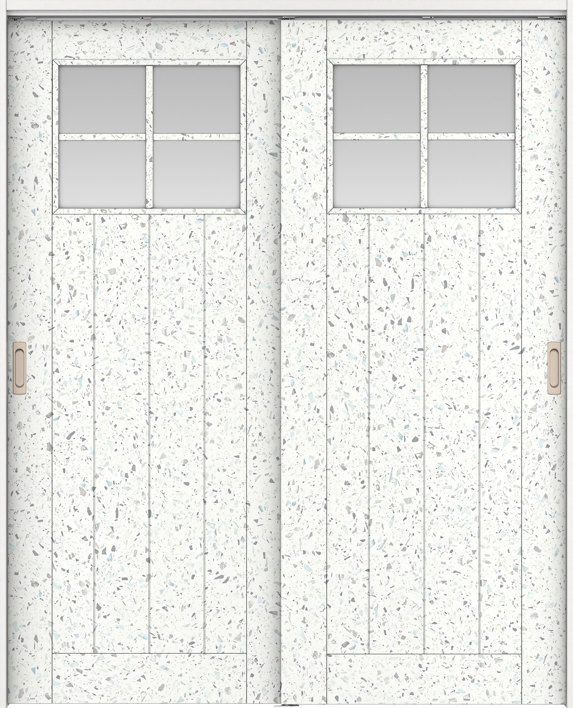 リビングドア　イエリア　吊戸・引違　扉セット　１Ｓデザイン　１６４５幅用　２０００高　〈テラゾホワイト柄〉　左右兼用　錠なし　ラクラクローズ付用