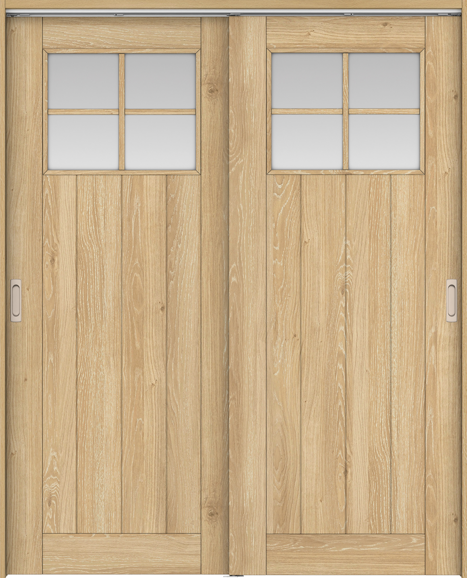 リビングドア　イエリア　吊戸・引違　扉セット　１Ｓデザイン　１６４５幅用　２０００高　〈ミルキーオーカー柄〉　左右兼用　錠なし　ラクラクローズ付用