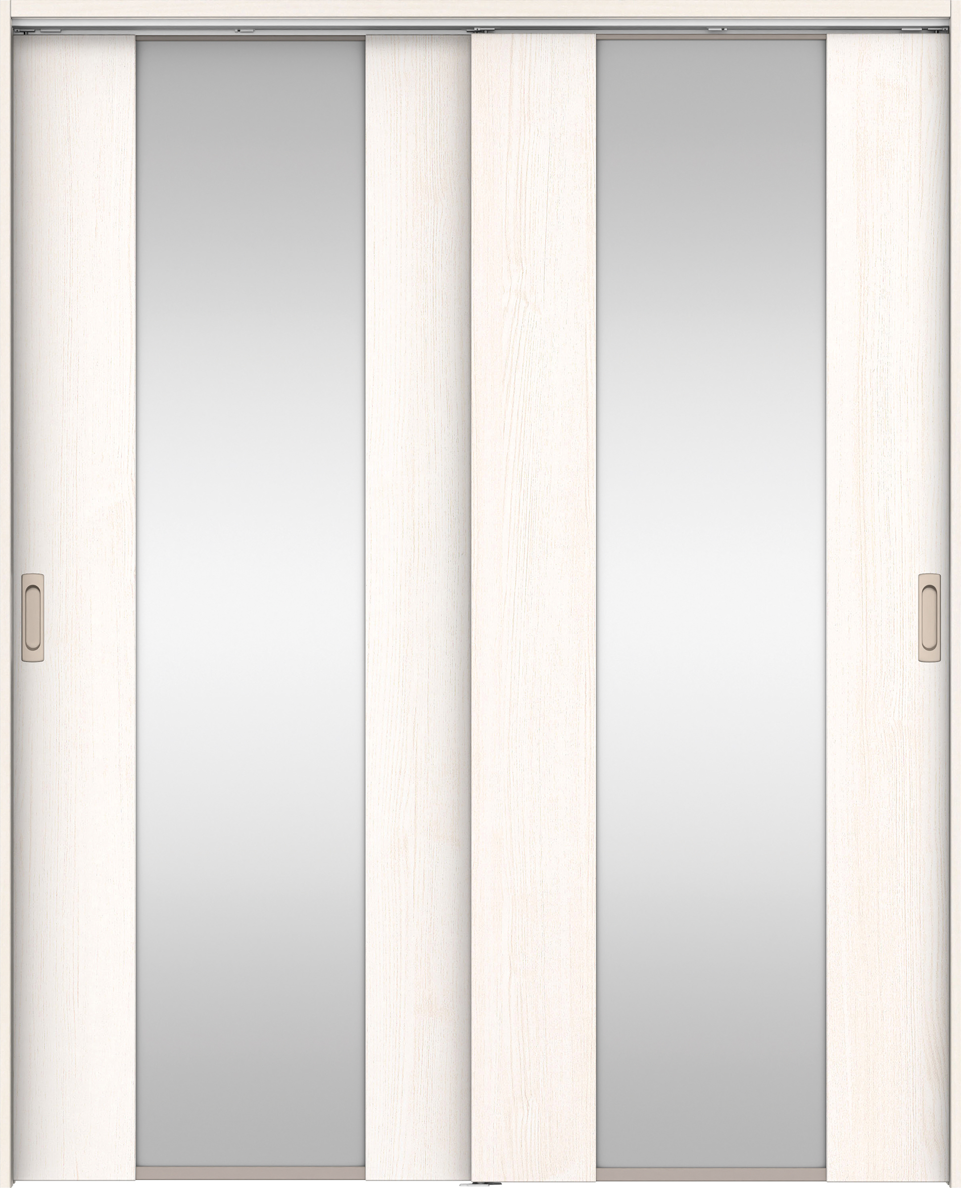 リビングドア　イエリア　吊戸・引違　扉セット　４Ｐデザイン　１７４５幅用　２０００高　〈ネオホワイト柄〉　左右兼用　錠なし　ラクラクローズ付用