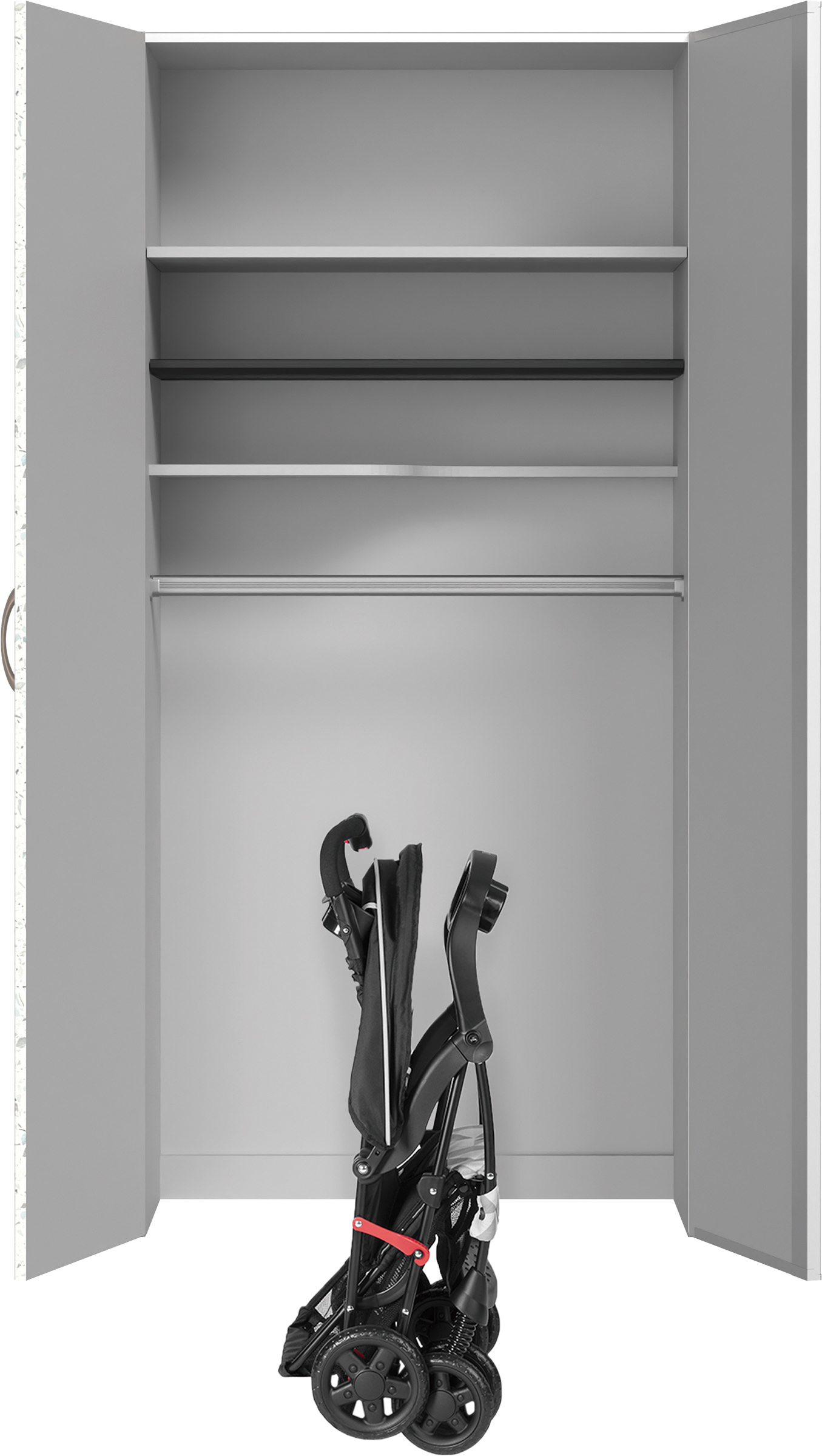 玄関収納　イエリア　開き戸ユニット　プラン用ユニットセット　トールユニット　フラット　トランクユニット片ミラー　８００幅　Ｈ６タイプ（２３００高組合せ用）　〈テラゾホワイト柄〉　ハンドル付用