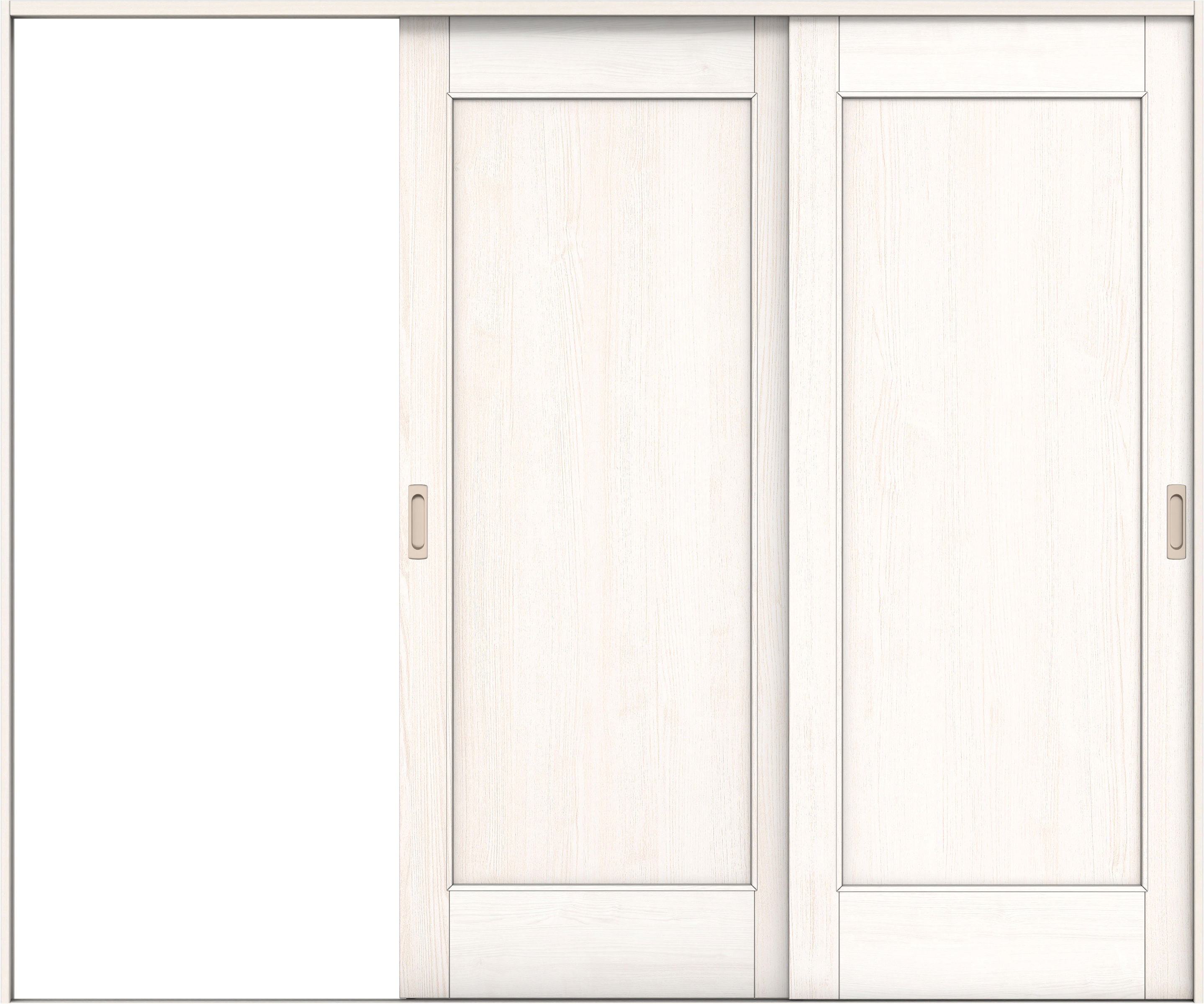 リビングドア　イエリア　引戸・２枚片引　扉セット　０１デザイン　２４３７幅用　２０００高　〈ネオホワイト柄〉　左引用　錠なし　ラクラクローズ付