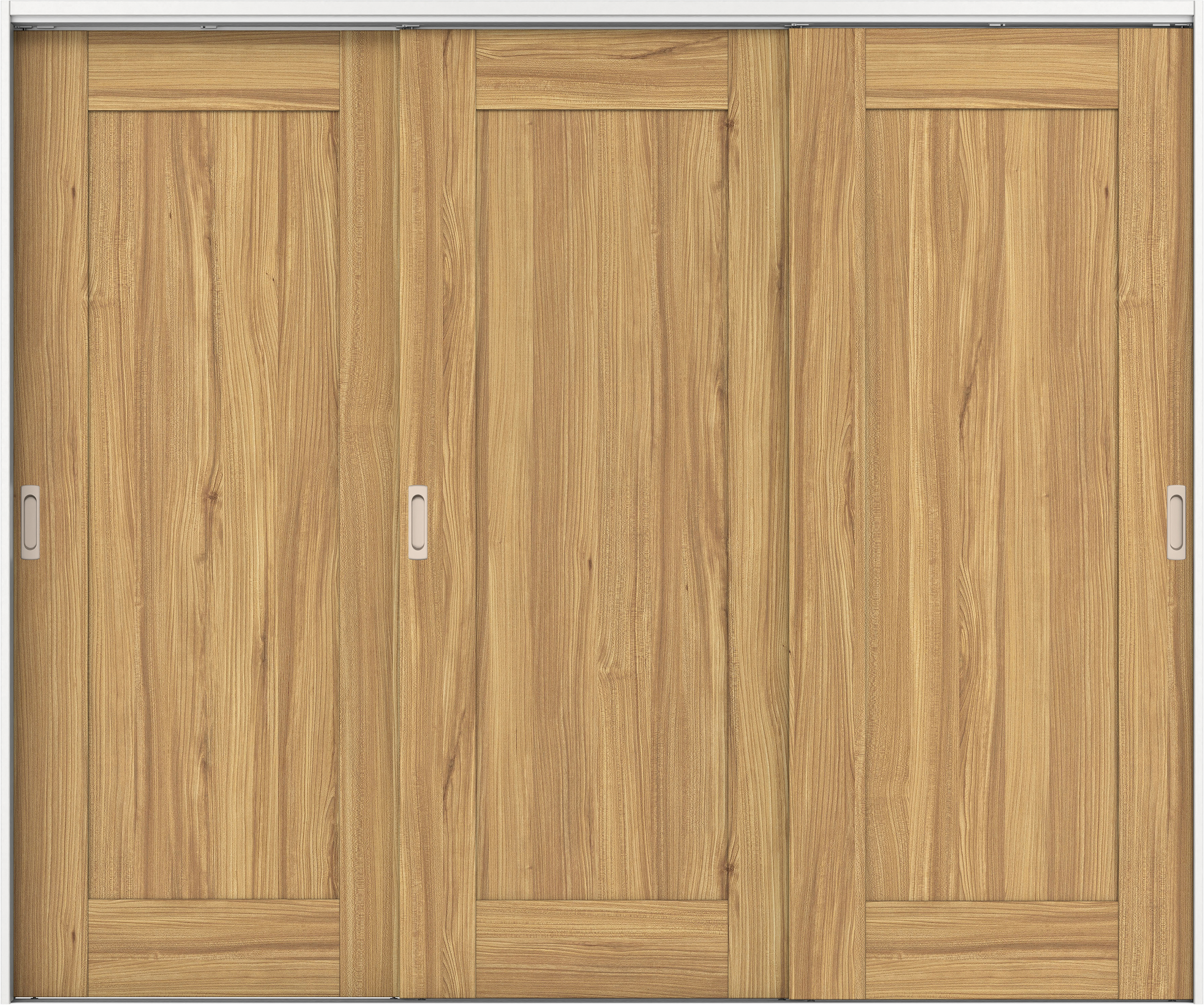 リビングドア　イエリア　吊戸・３枚引違　扉セット　３８デザイン　２４３７幅用　２０００高　〈シナモンブラウン柄〉　左右兼用　錠なし　ラクラクローズ付用