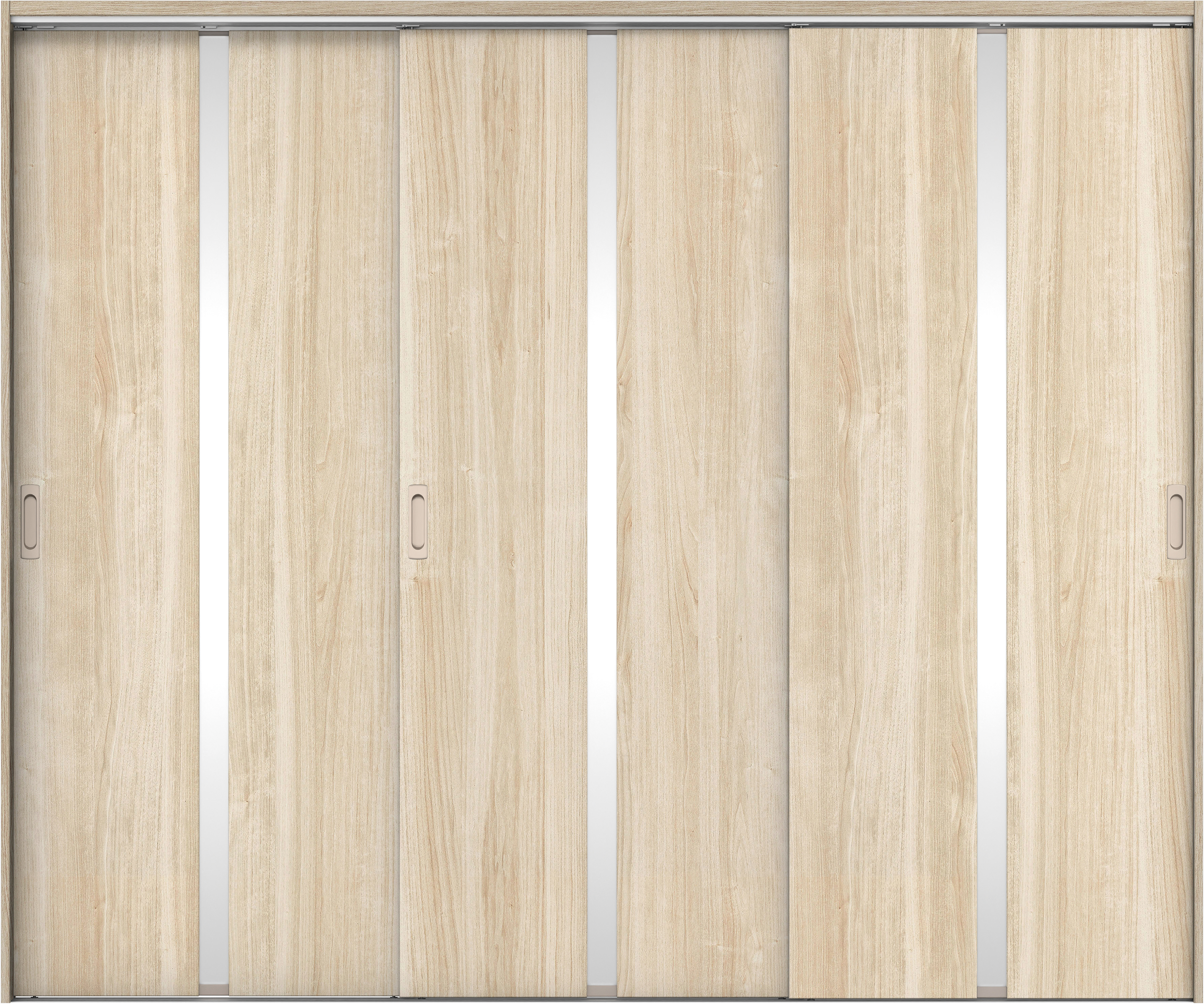 リビングドア　イエリア　吊戸・３枚引違　扉セット　２Ｐデザイン　２４３７幅用　２０００高　〈コットンベージュ柄〉　左右兼用　錠なし　ラクラクローズ付用