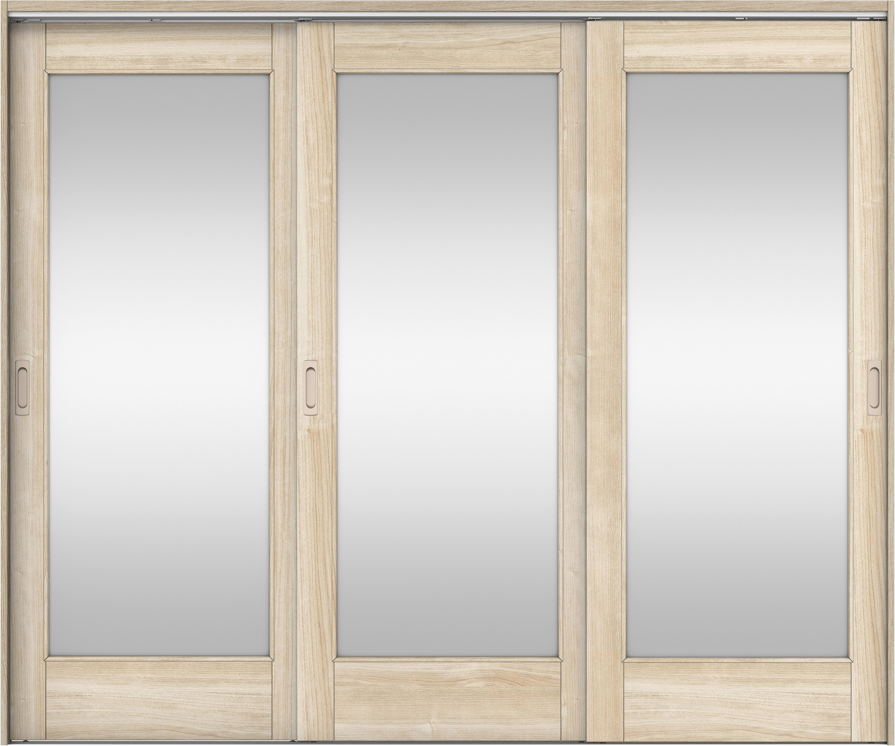 リビングドア　イエリア　吊戸・３枚引違　扉セット　２１デザイン　２４３７幅用　２０００高　〈コットンベージュ柄〉　左右兼用　錠なし　ラクラクローズ付用