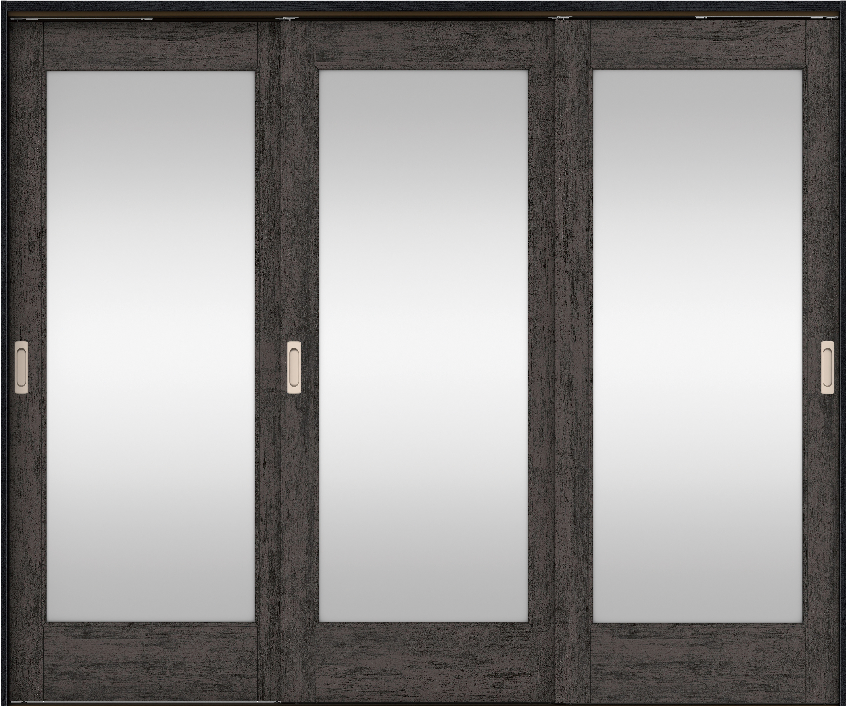 リビングドア　イエリア　吊戸・３枚引違　扉セット　２１デザイン　２４３７幅用　２０００高　〈ドライブラック柄〉　左右兼用　錠なし　ラクラクローズ付用