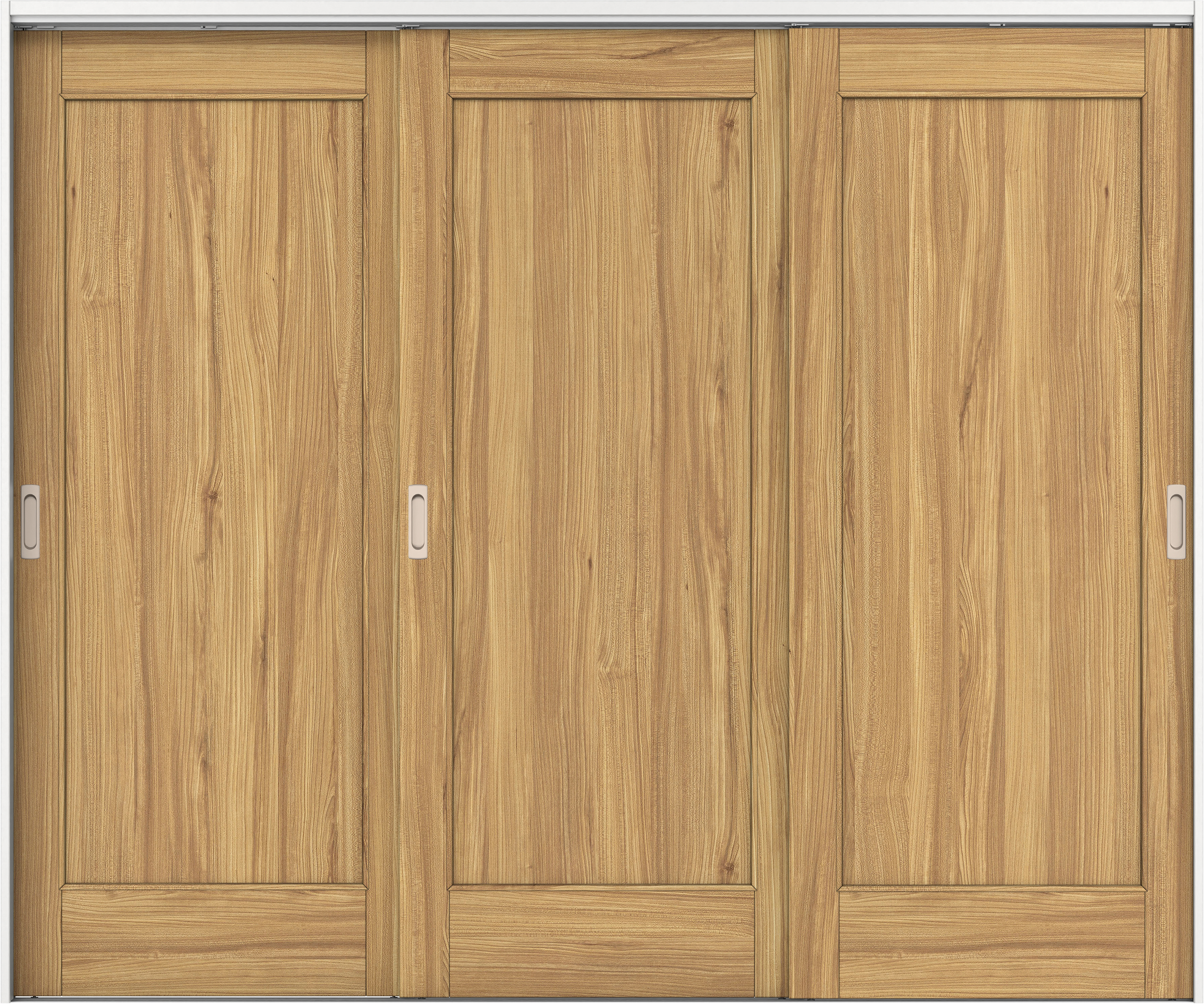 リビングドア　イエリア　吊戸・３枚引違　扉セット　０１デザイン　２４３７幅用　２０００高　〈シナモンブラウン柄〉　左右兼用　錠なし　ラクラクローズ付用