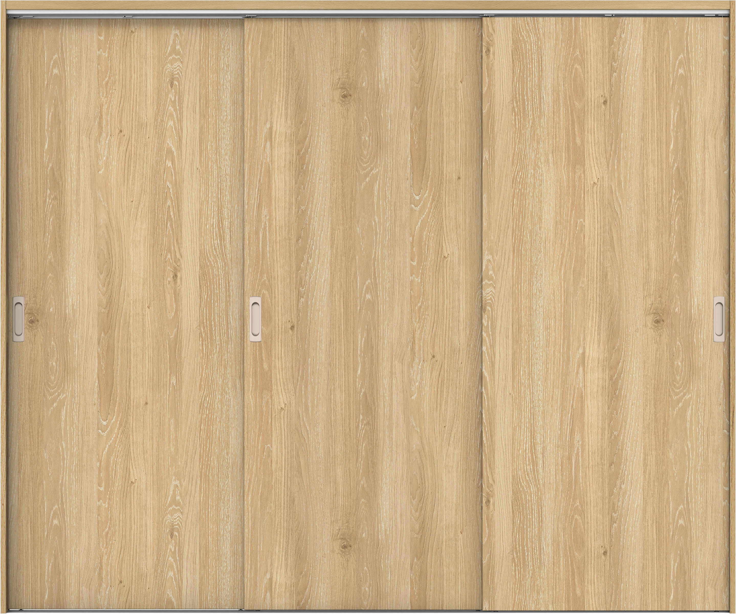 リビングドア　イエリア　吊戸・３枚引違　扉セット　００デザイン　２４３７幅用　２０００高　〈ミルキーオーカー柄〉　左右兼用　錠なし　ラクラクローズ付用