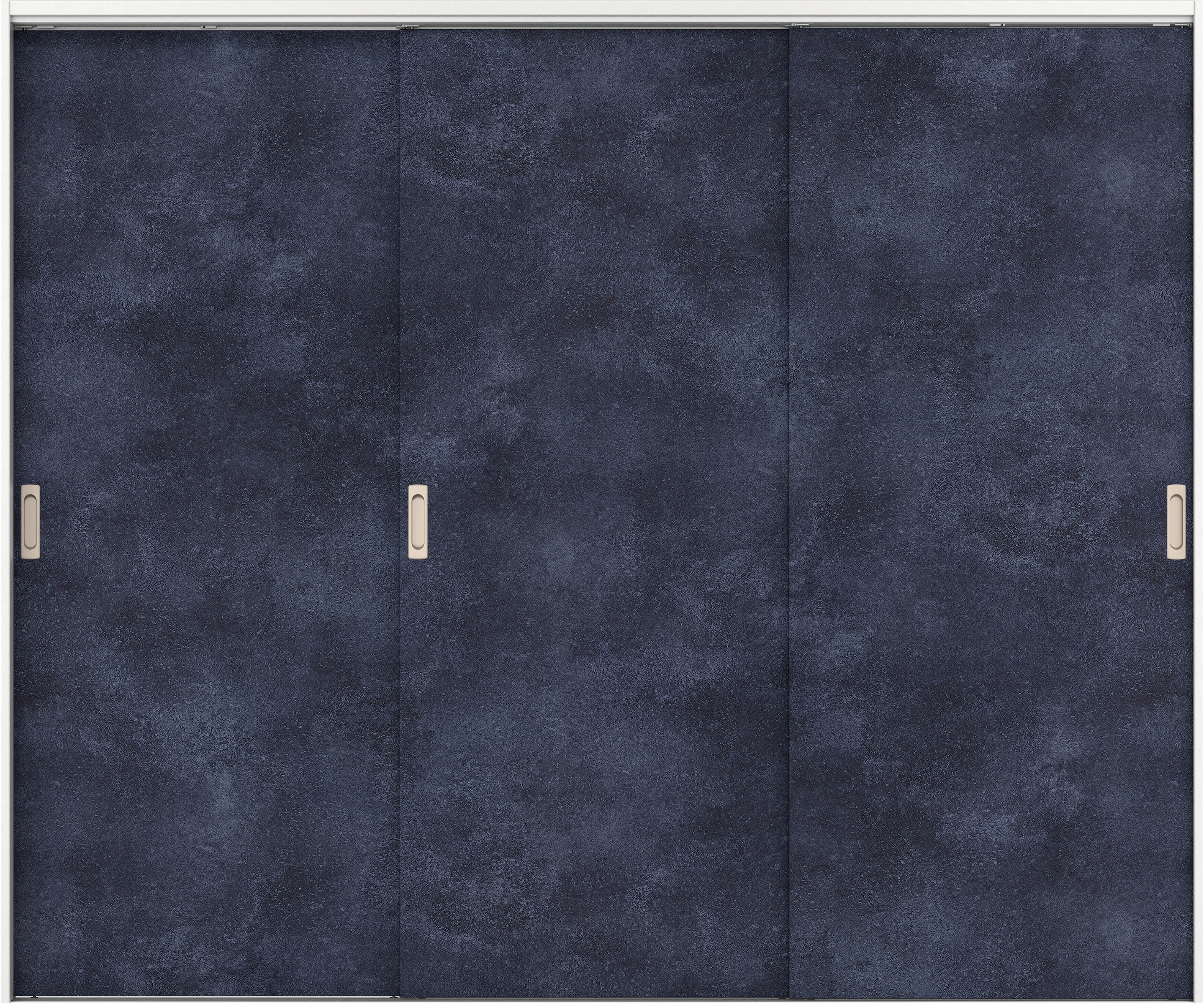 リビングドア　イエリア　吊戸・３枚引違　扉セット　００デザイン　２４３７幅用　２０００高　〈コバルトブルー柄〉　左右兼用　錠なし　ラクラクローズ付用