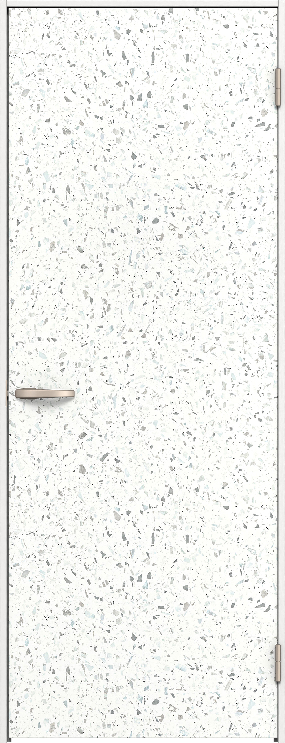 リビングドア　イエリア　片開きドア　扉セット　００デザイン　７３５幅　２０００高　〈テラゾホワイト柄〉　右開き　空錠　Ｎスタンダード丁番