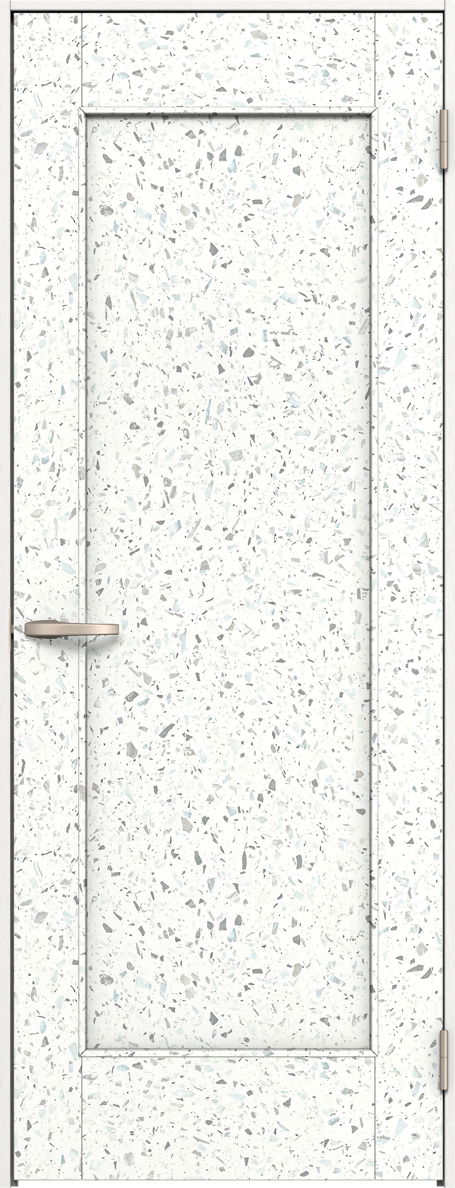 リビングドア　イエリア　片開きドア　扉セット　０１デザイン　８５０幅　２０００高　〈テラゾホワイト柄〉　右開き　空錠　Ｎスタンダード丁番