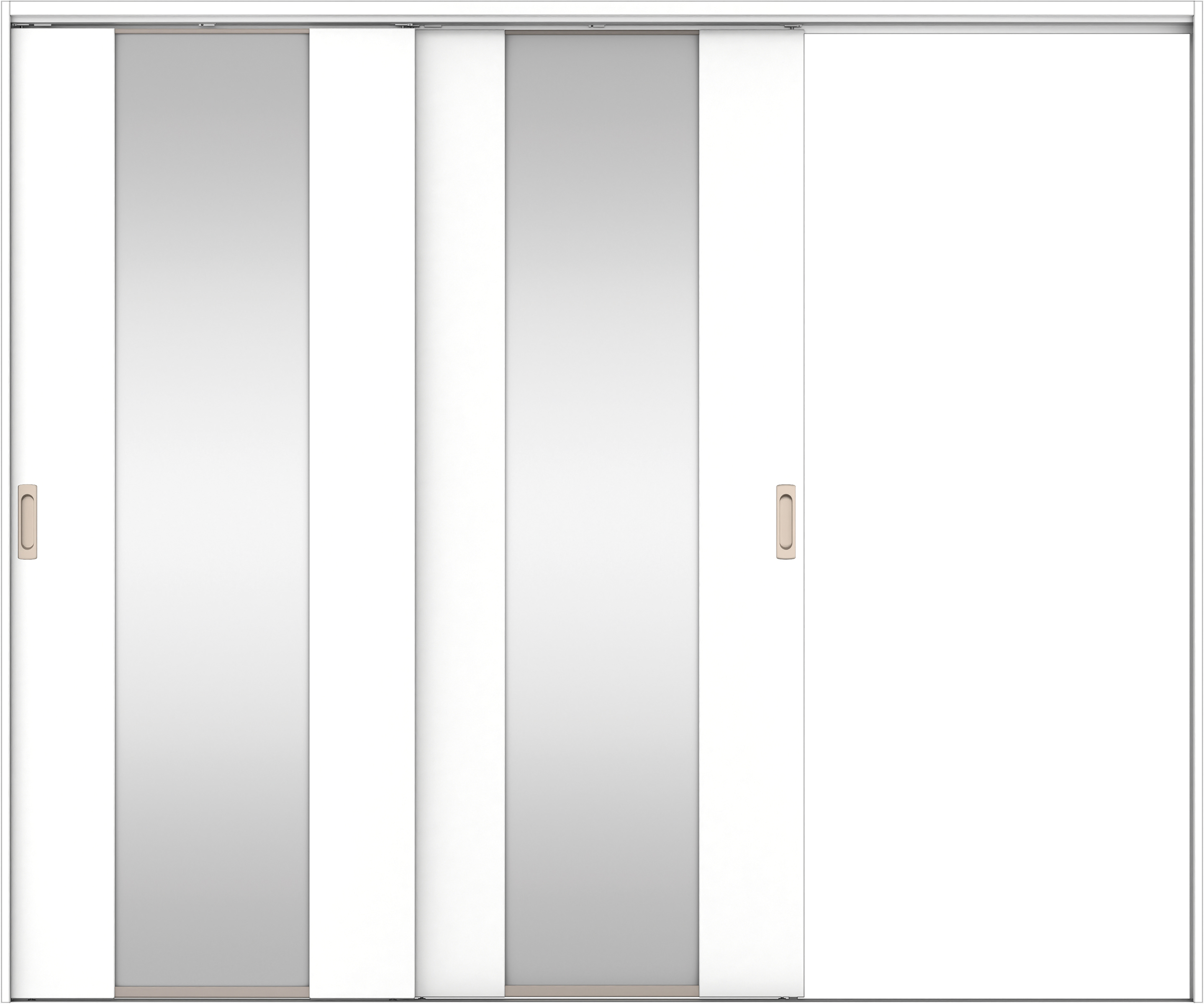 リビングドア　イエリア　吊戸・２枚片引　扉セット　４Ｐデザイン　２４３７幅用　２０００高　〈パウダーホワイト柄〉　右引用　錠なし　ラクラクローズ付用