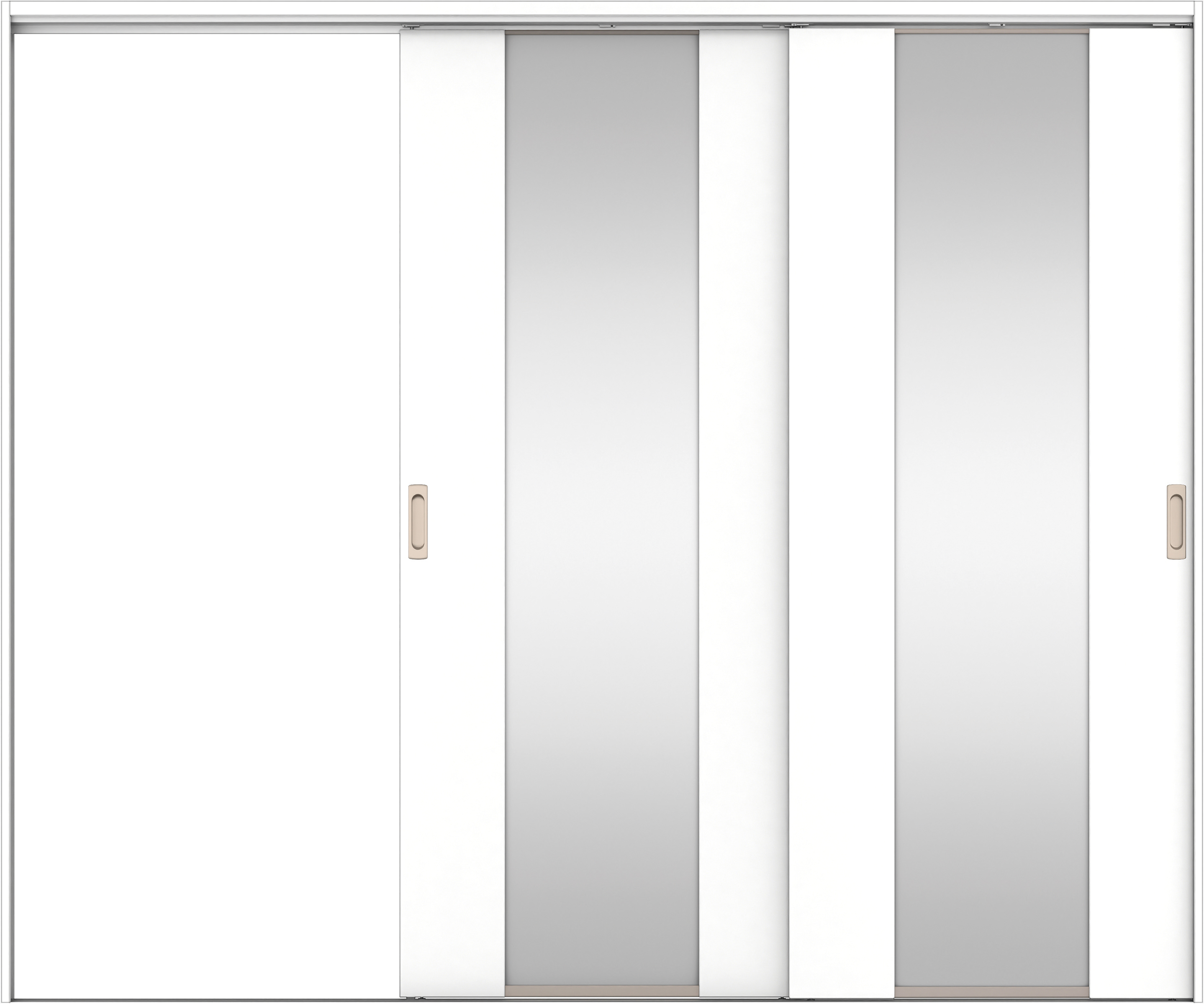 リビングドア　イエリア　吊戸・２枚片引　扉セット　４Ｐデザイン　２４３７幅用　２０００高　〈パウダーホワイト柄〉　左引用　錠なし　ラクラクローズ付用