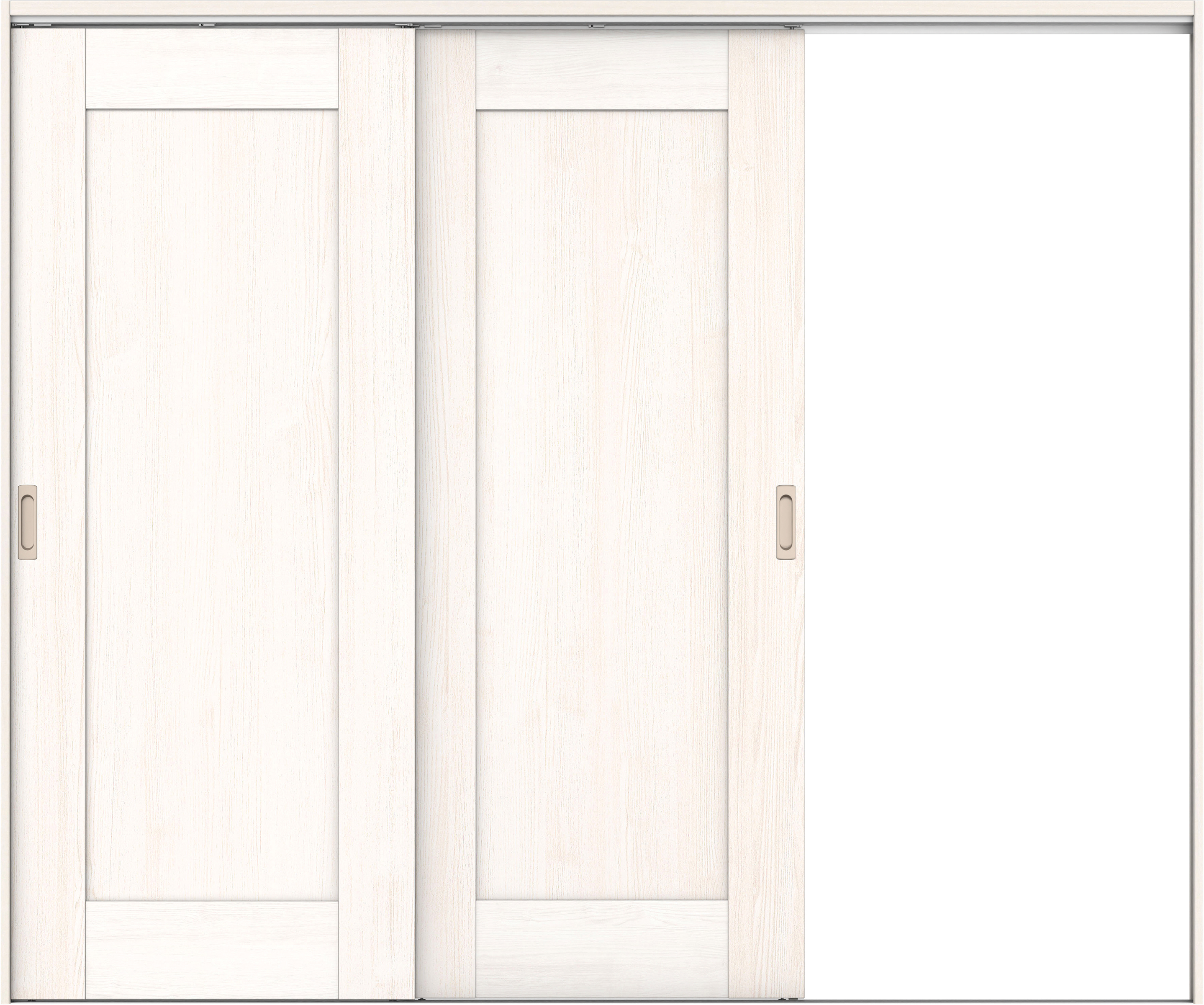 リビングドア　イエリア　吊戸・２枚片引　扉セット　３８デザイン　２４３７幅用　２０００高　〈ネオホワイト柄〉　右引用　錠なし　ラクラクローズ付用