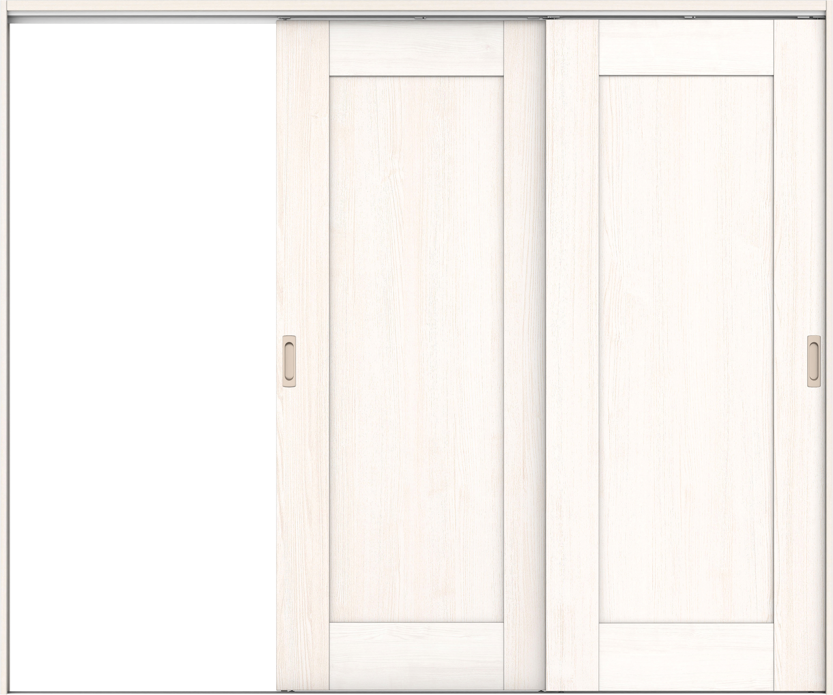 リビングドア　イエリア　吊戸・２枚片引　扉セット　３８デザイン　２４３７幅用　２０００高　〈ネオホワイト柄〉　左引用　錠なし　ラクラクローズ付用