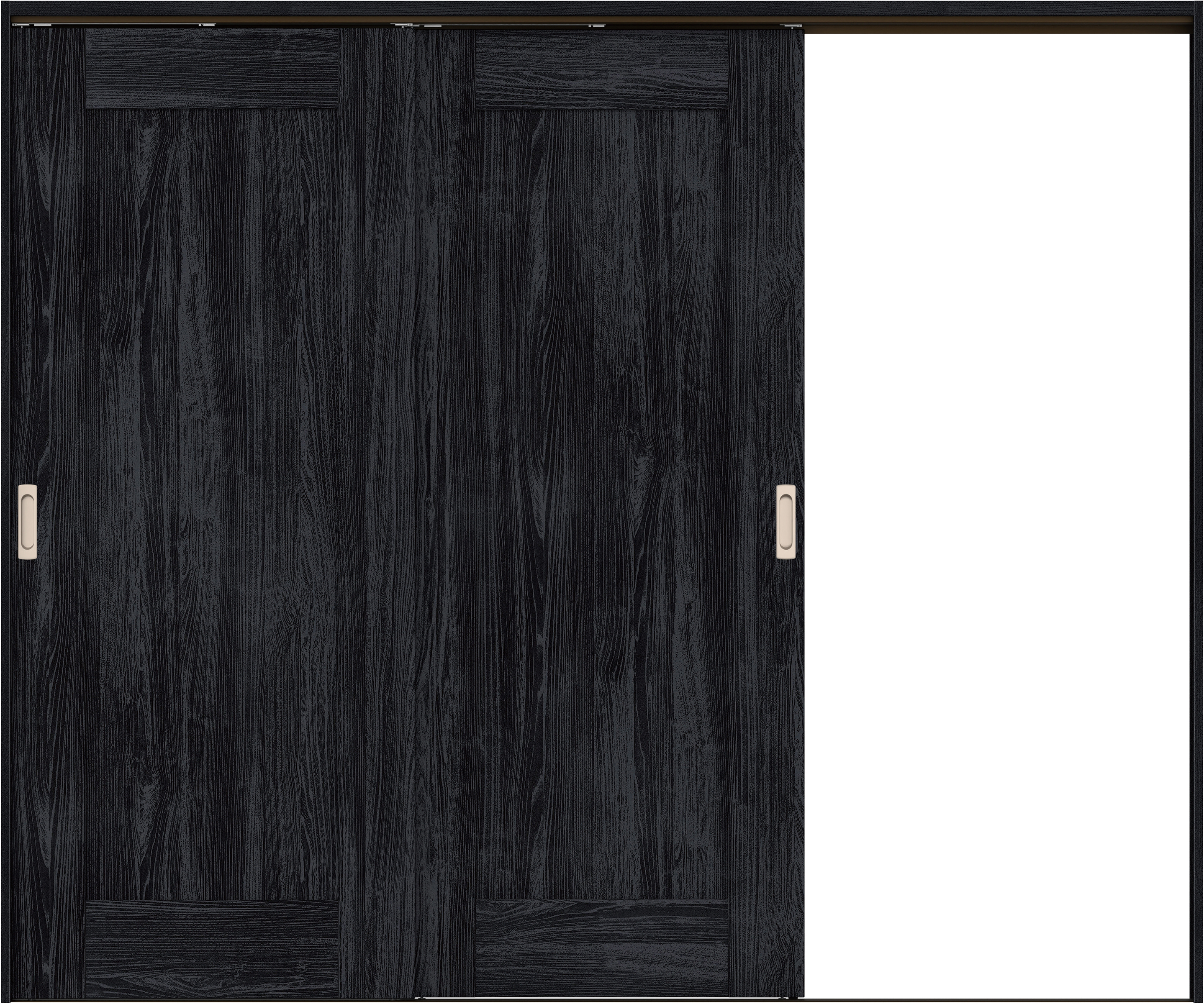 リビングドア　イエリア　吊戸・２枚片引　扉セット　３８デザイン　２４３７幅用　２０００高　〈モスブラック柄〉　右引用　錠なし　ラクラクローズ付用