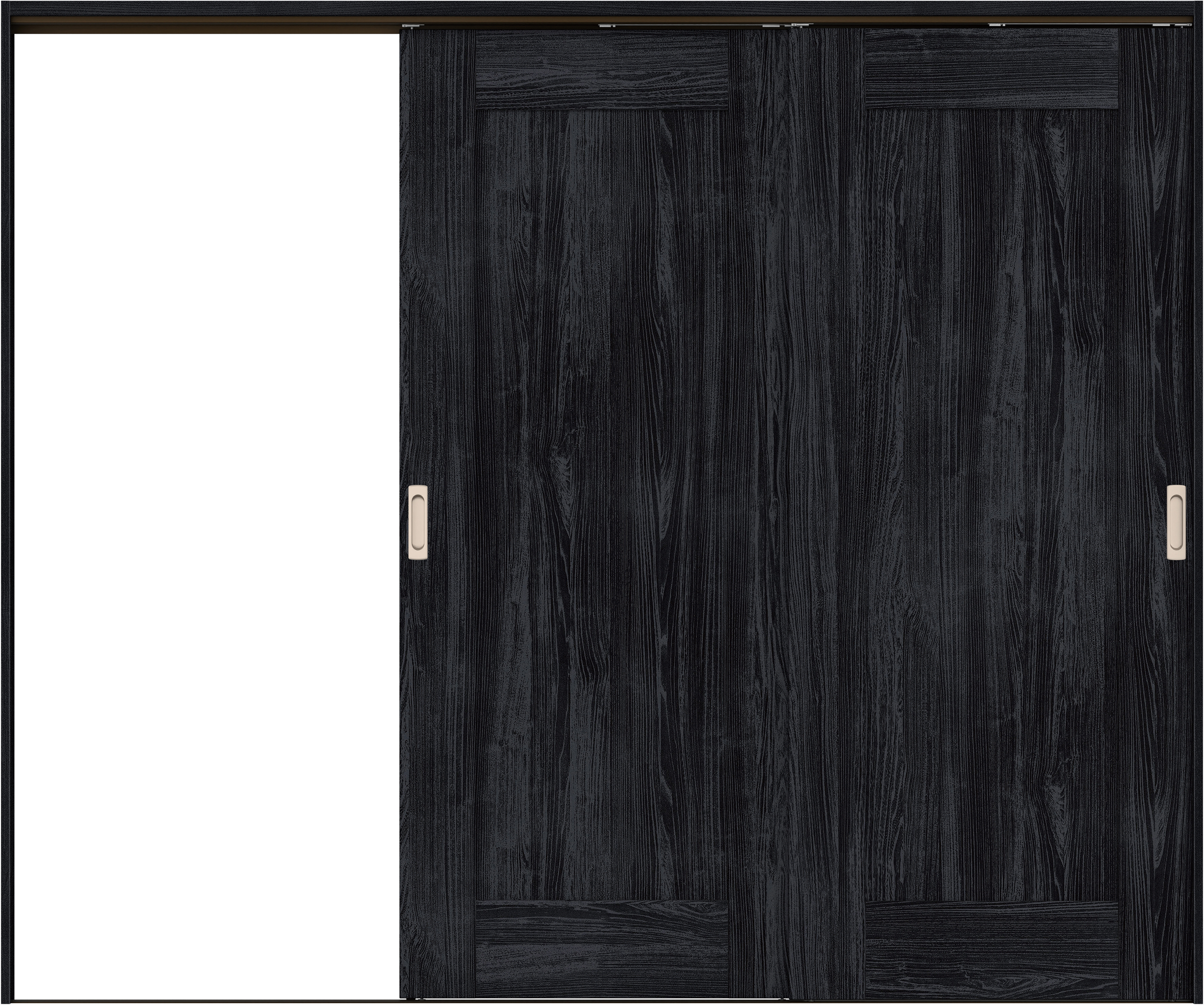 リビングドア　イエリア　吊戸・２枚片引　扉セット　３８デザイン　２４３７幅用　２０００高　〈モスブラック柄〉　左引用　錠なし　ラクラクローズ付用