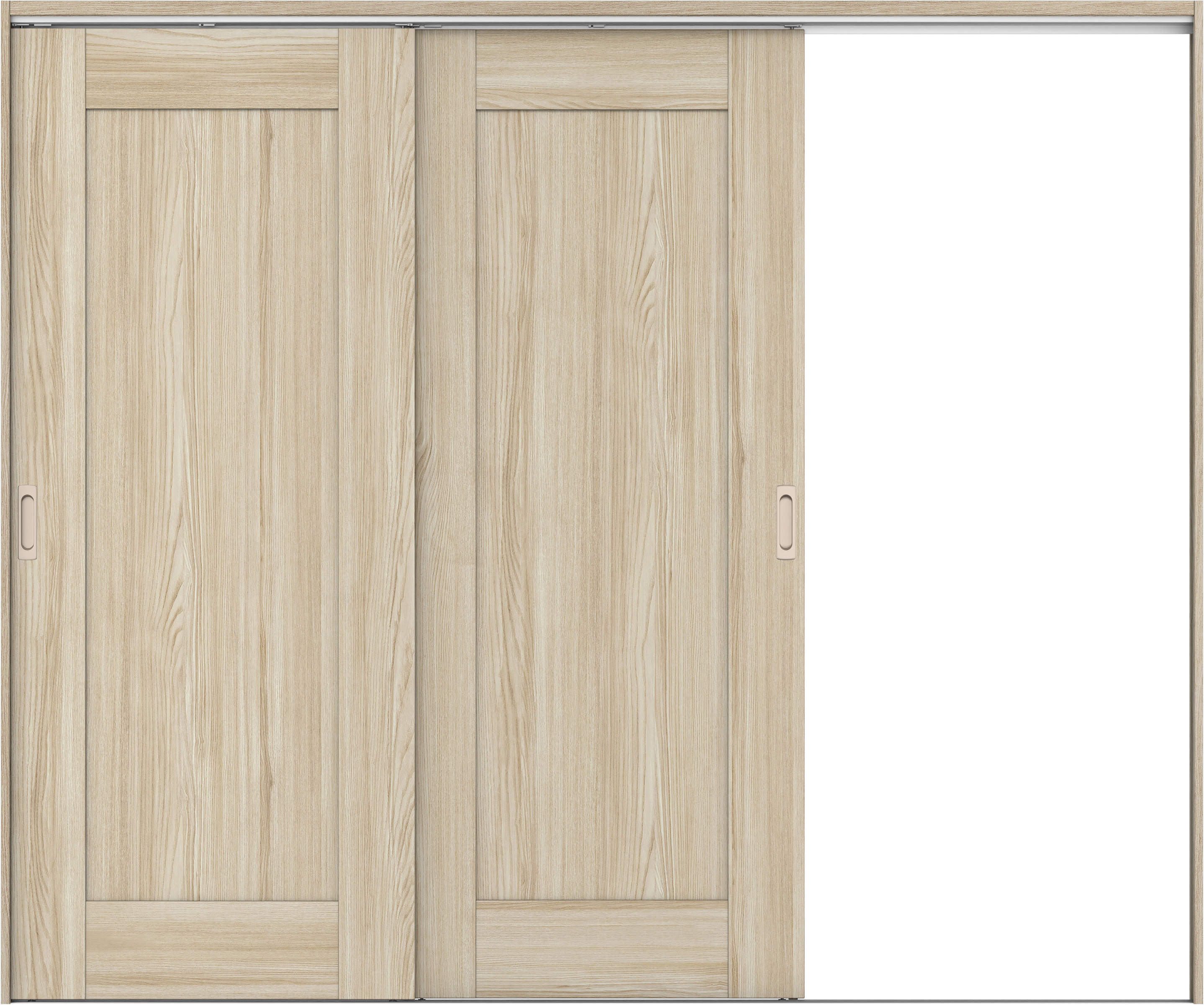 リビングドア　イエリア　吊戸・２枚片引　扉セット　３８デザイン　２４３７幅用　２０００高　〈ソフトグレージュ柄〉　右引用　錠なし　ラクラクローズ付用