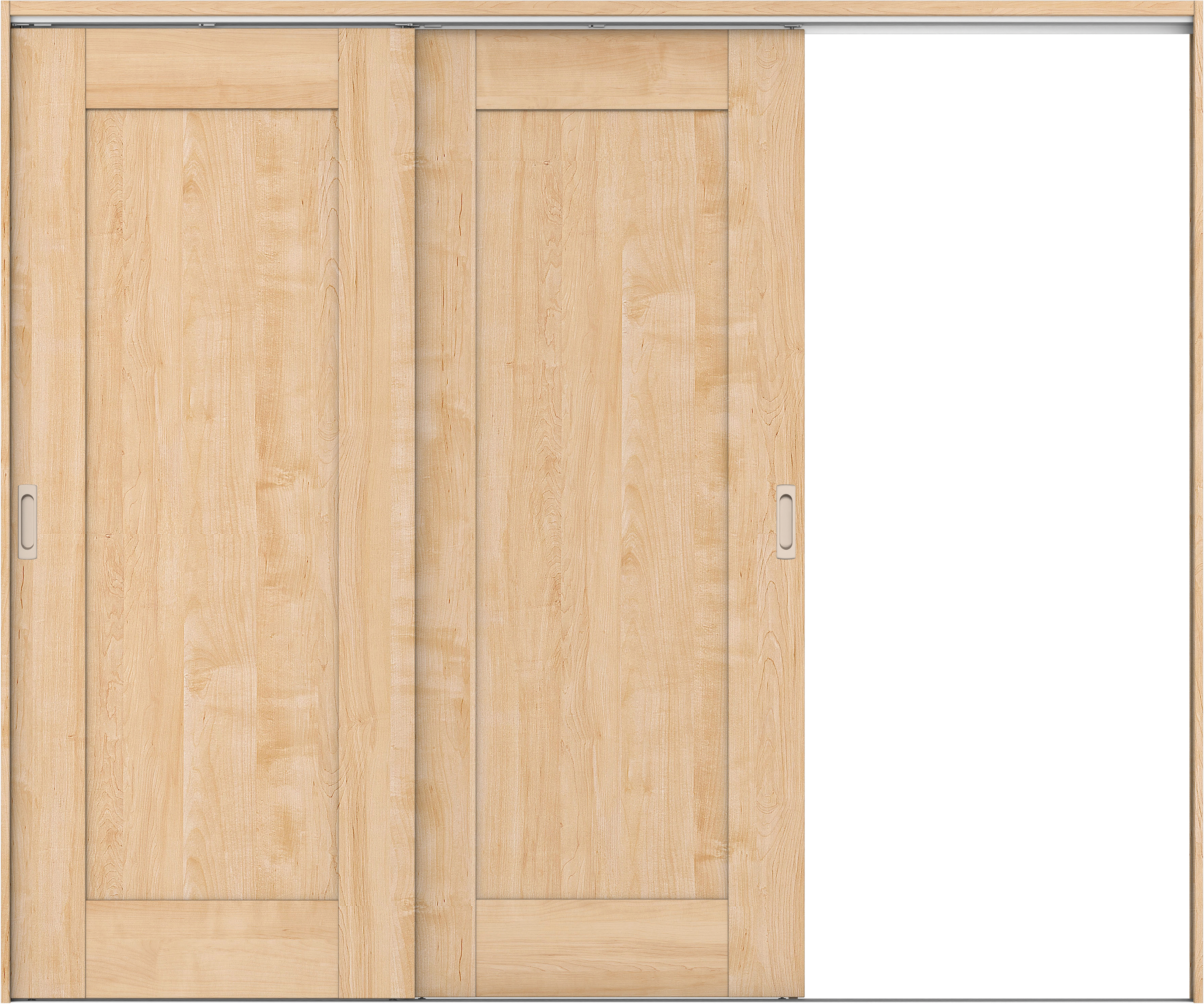 リビングドア　イエリア　吊戸・２枚片引　扉セット　３８デザイン　２４３７幅用　２０００高　〈ミルベージュ柄〉　右引用　錠なし　ラクラクローズ付用