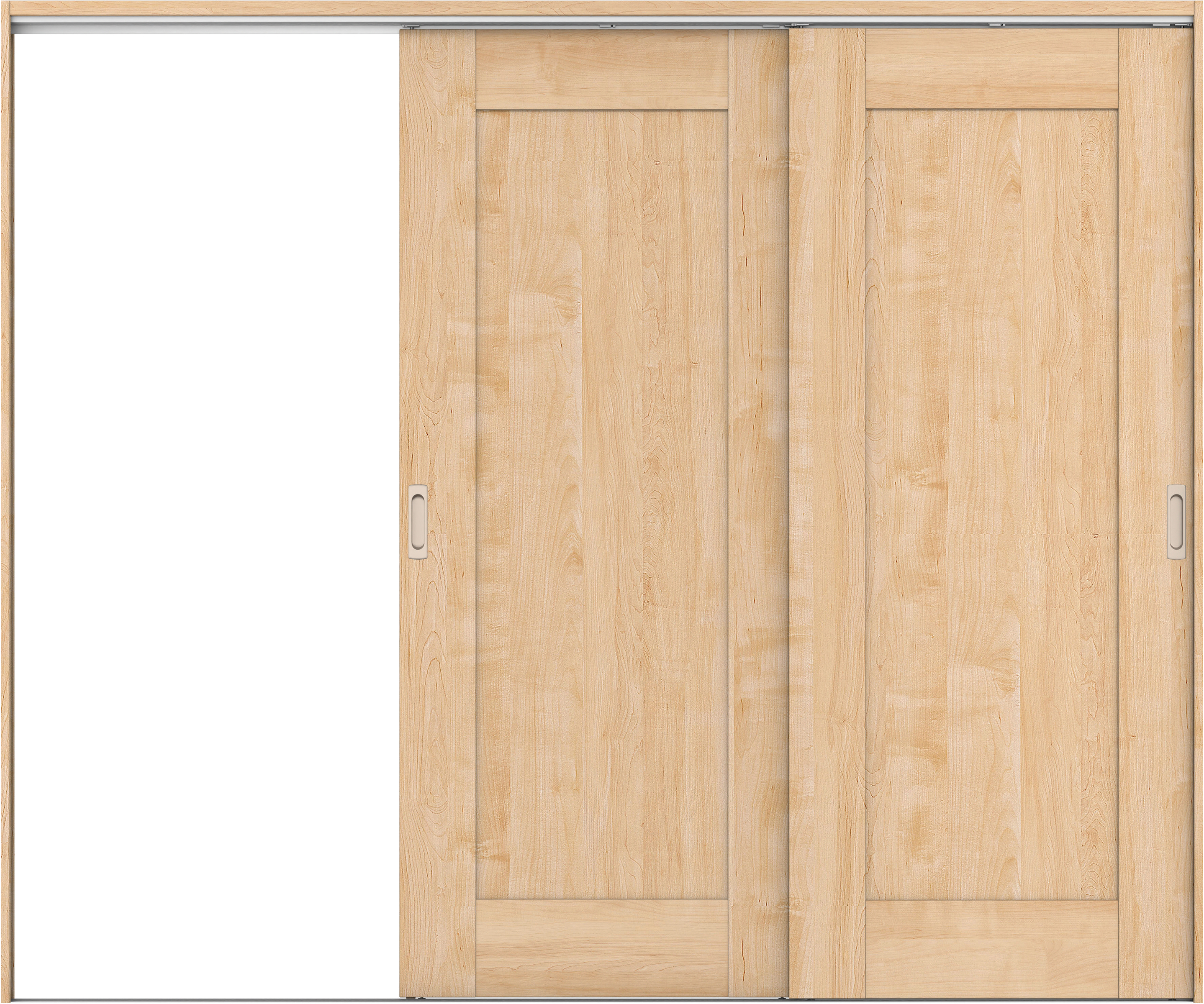 リビングドア　イエリア　吊戸・２枚片引　扉セット　３８デザイン　２４３７幅用　２０００高　〈ミルベージュ柄〉　左引用　錠なし　ラクラクローズ付用