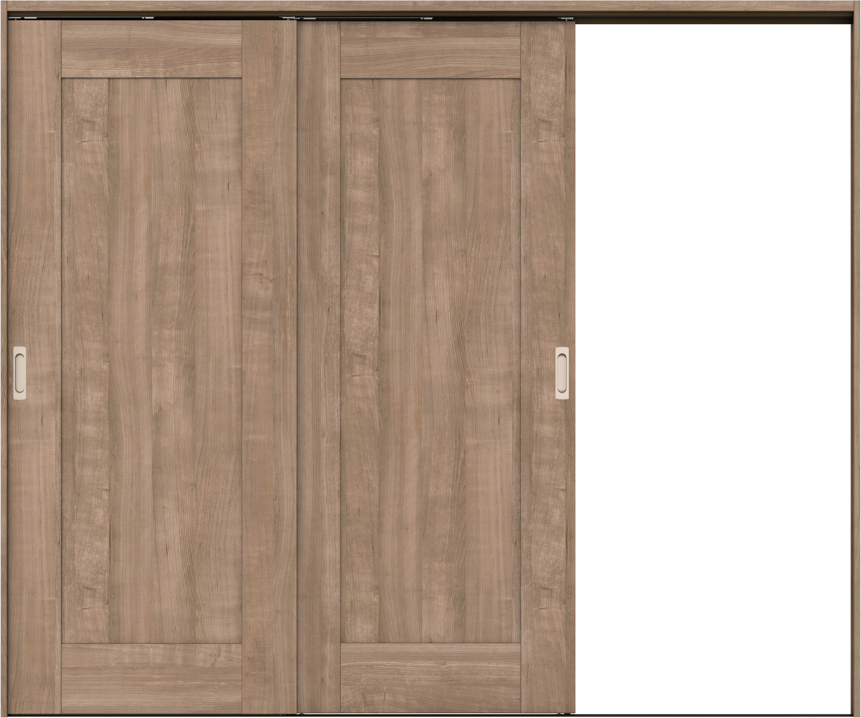 リビングドア　イエリア　吊戸・２枚片引　扉セット　３８デザイン　２４３７幅用　２０００高　〈トープグレー柄〉　右引用　錠なし　ラクラクローズ付用