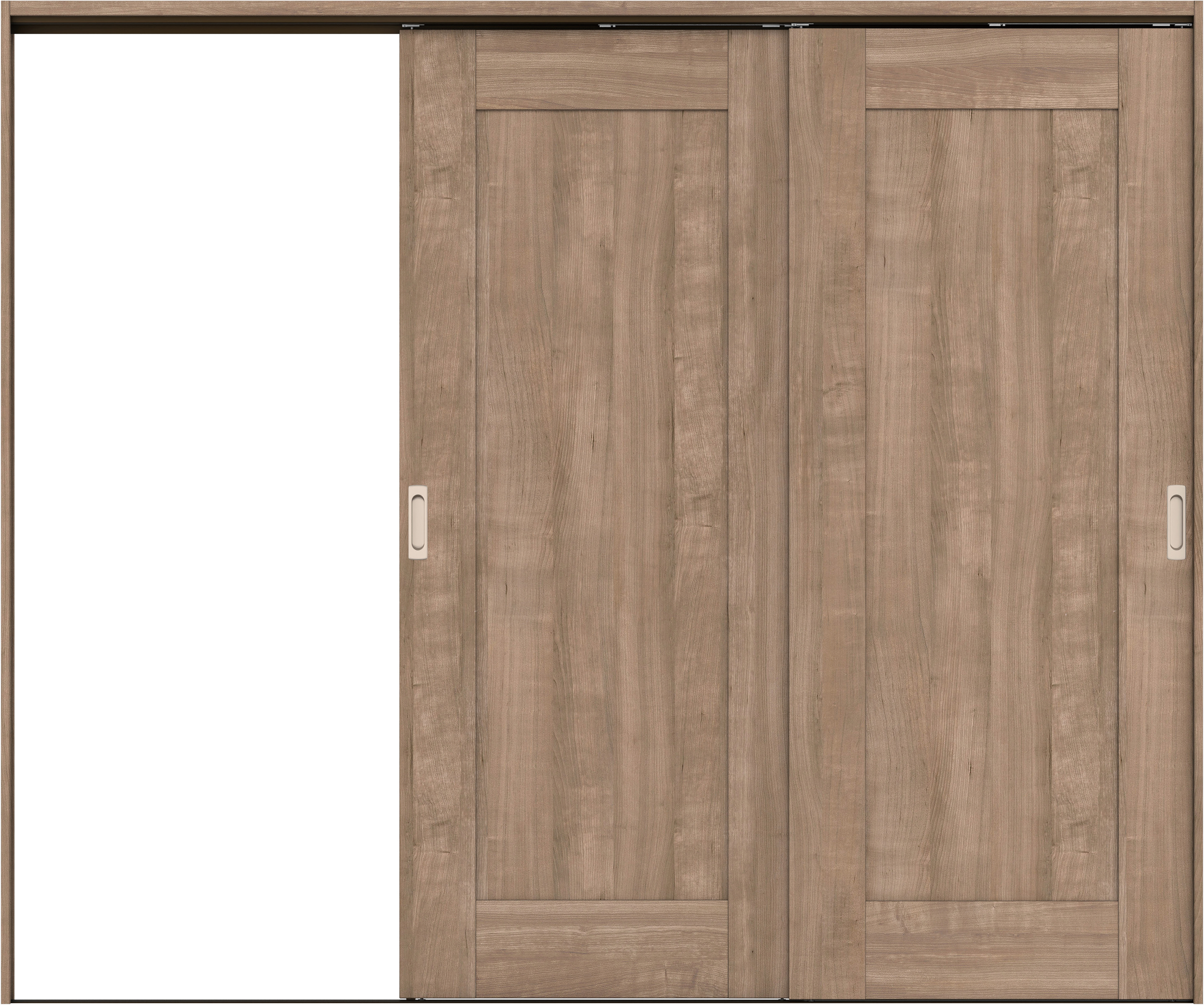 リビングドア　イエリア　吊戸・２枚片引　扉セット　３８デザイン　２４３７幅用　２０００高　〈トープグレー柄〉　左引用　錠なし　ラクラクローズ付用