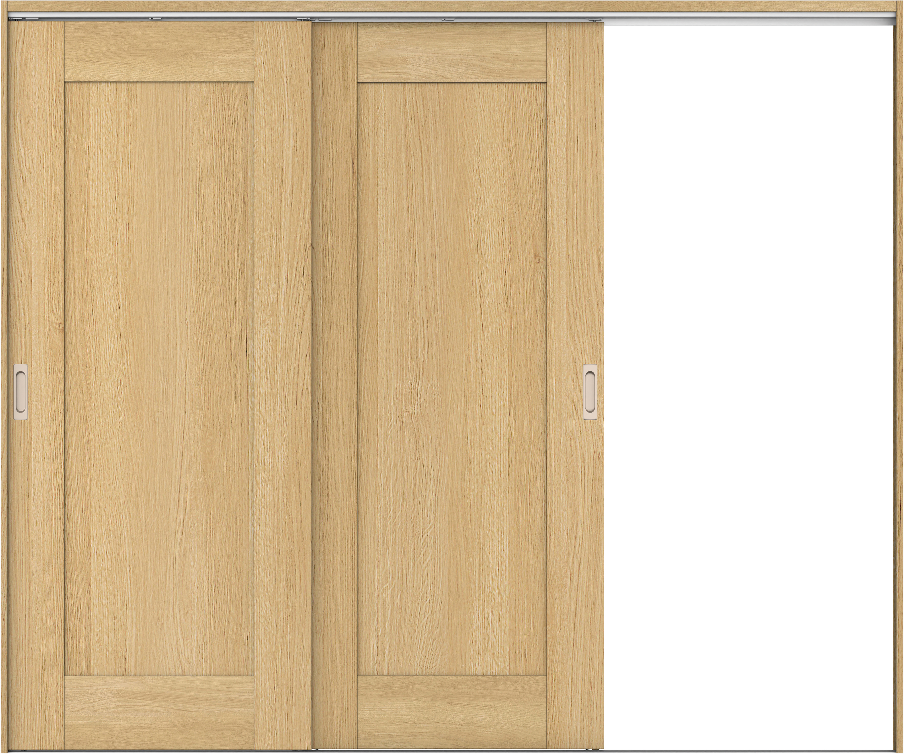 リビングドア　イエリア　吊戸・２枚片引　扉セット　３８デザイン　２４３７幅用　２０００高　〈ライトオーカー柄〉　右引用　錠なし　ラクラクローズ付用