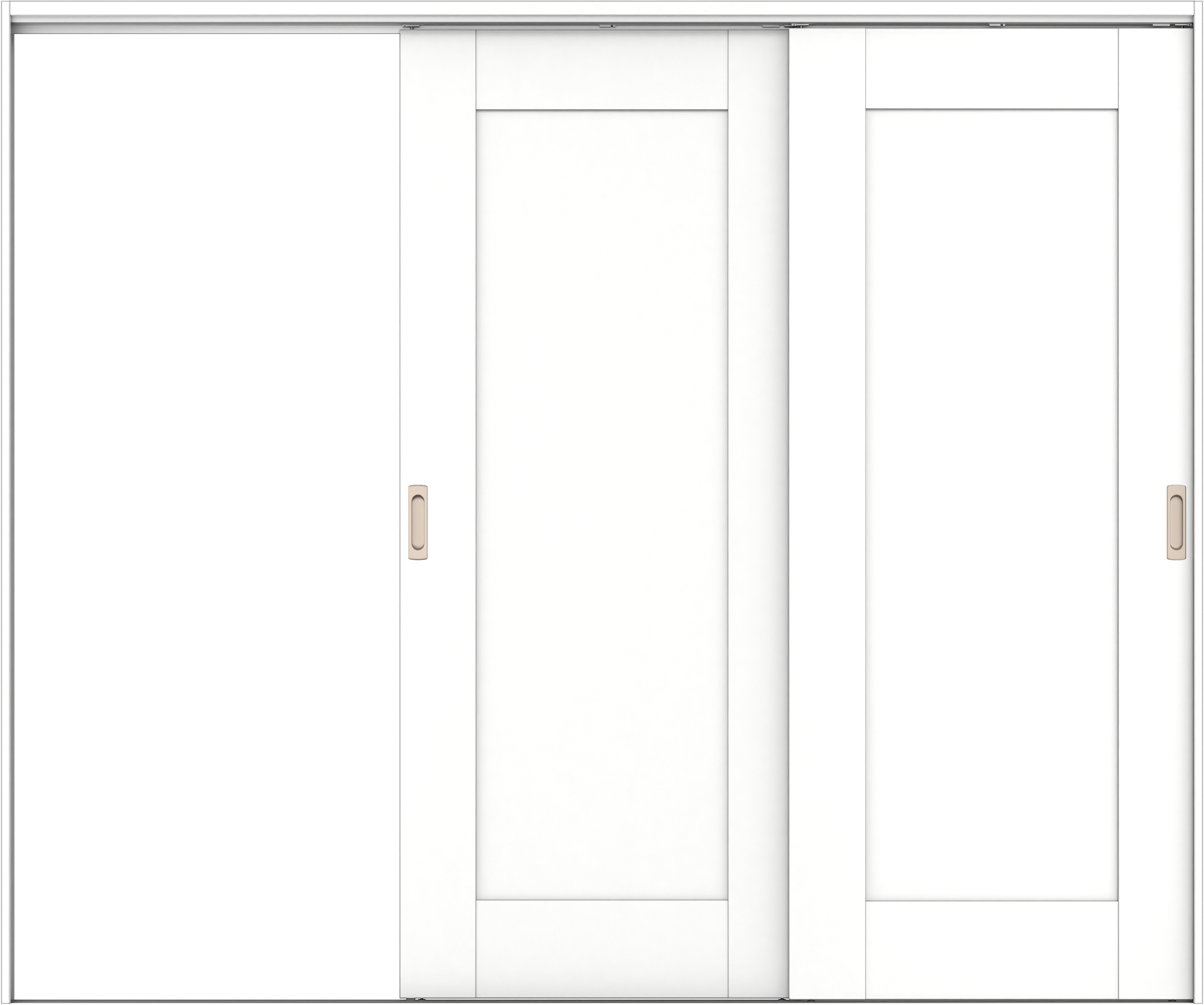 リビングドア　イエリア　吊戸・２枚片引　扉セット　３８デザイン　２４３７幅用　２０００高　〈パウダーホワイト柄〉　左引用　錠なし　ラクラクローズ付用