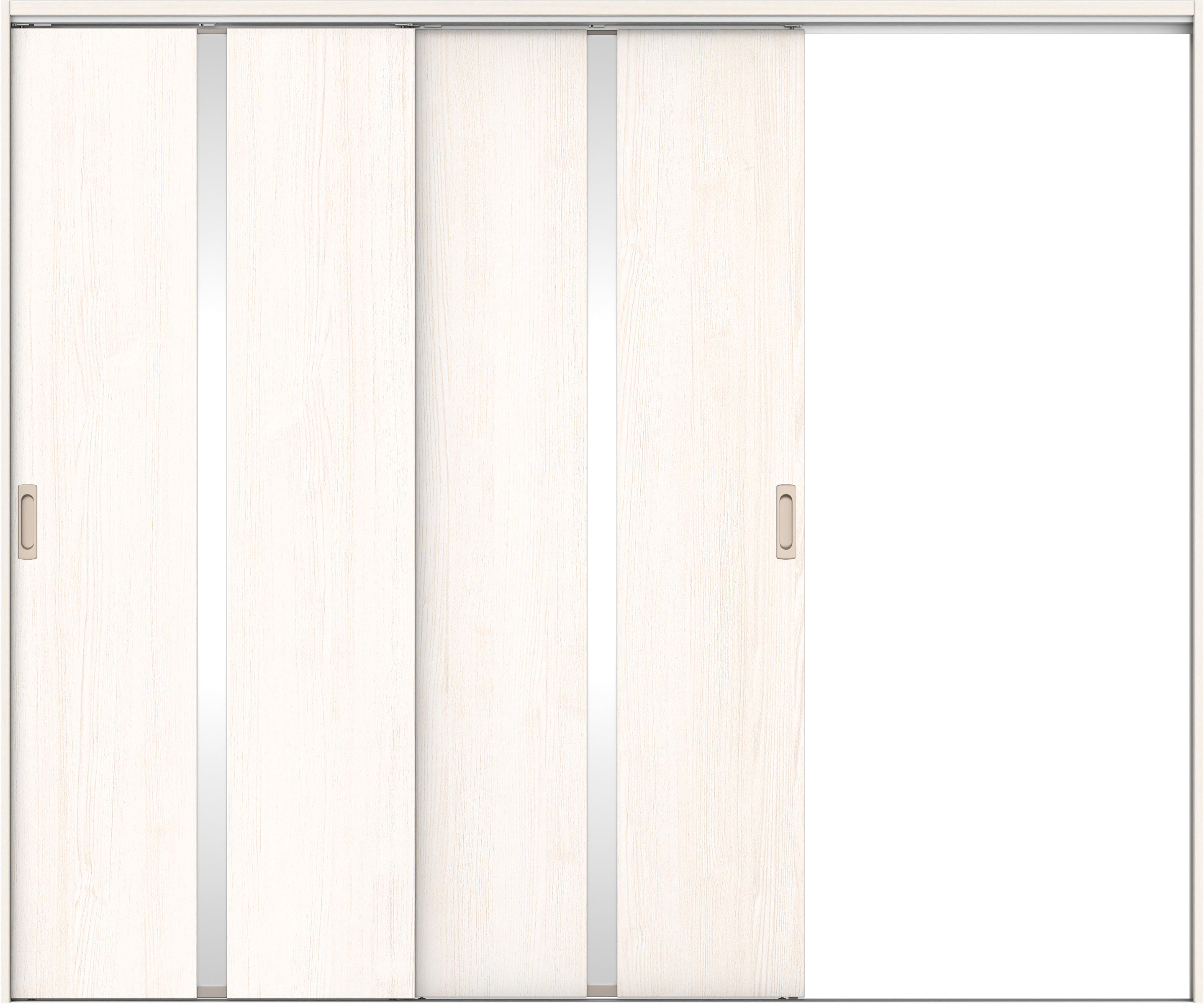 リビングドア　イエリア　吊戸・２枚片引　扉セット　２Ｐデザイン　２４３７幅用　２０００高　〈ネオホワイト柄〉　右引用　錠なし　ラクラクローズ付用