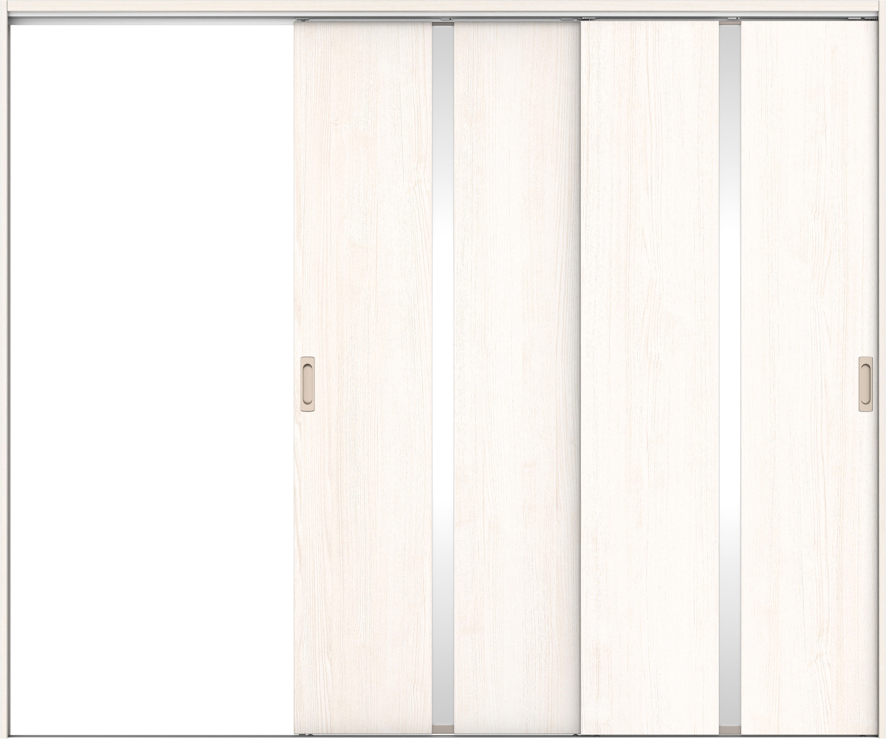 リビングドア　イエリア　吊戸・２枚片引　扉セット　２Ｐデザイン　２４３７幅用　２０００高　〈ネオホワイト柄〉　左引用　錠なし　ラクラクローズ付用