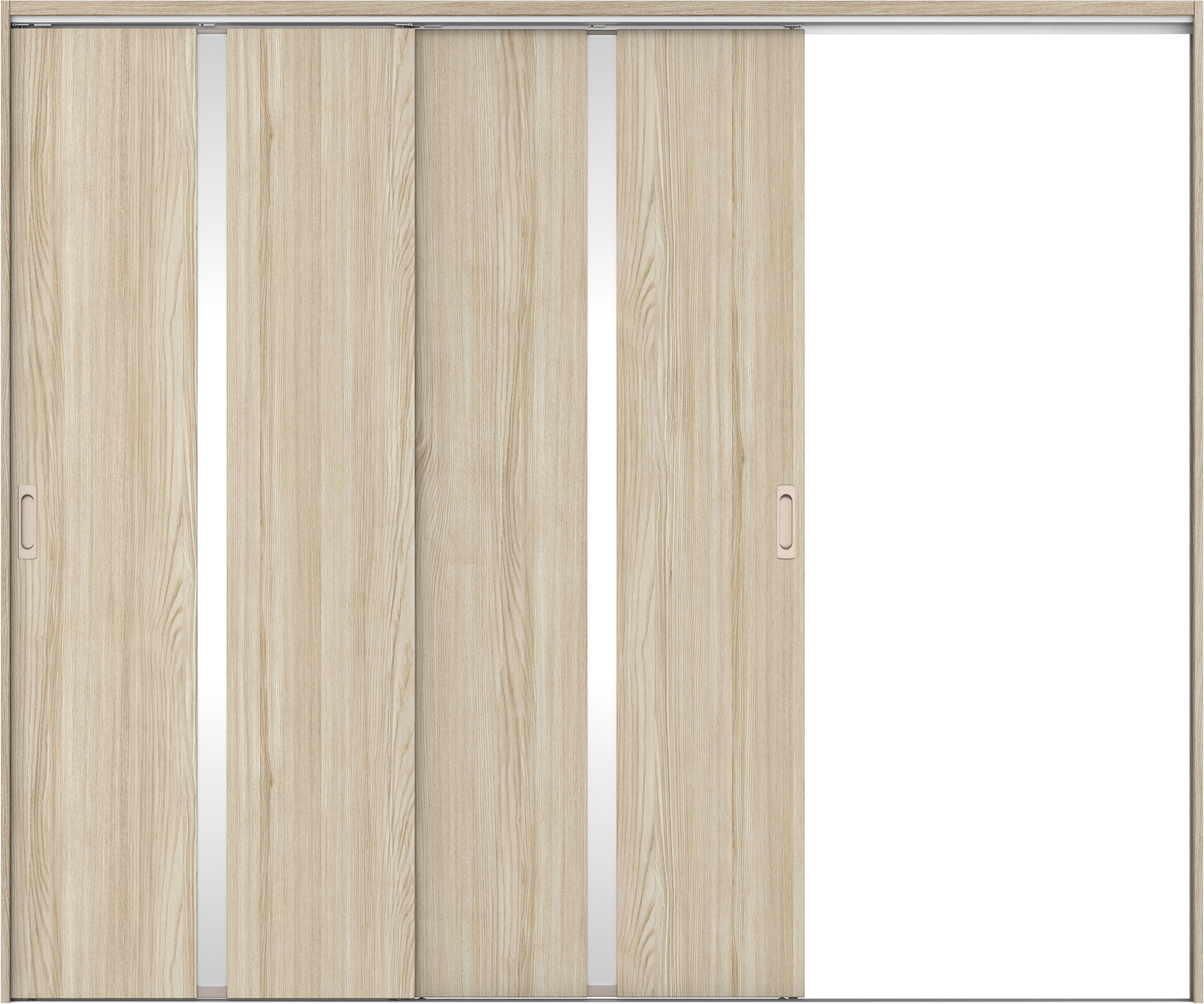 リビングドア　イエリア　吊戸・２枚片引　扉セット　２Ｐデザイン　２４３７幅用　２０００高　〈ソフトグレージュ柄〉　右引用　錠なし　ラクラクローズ付用