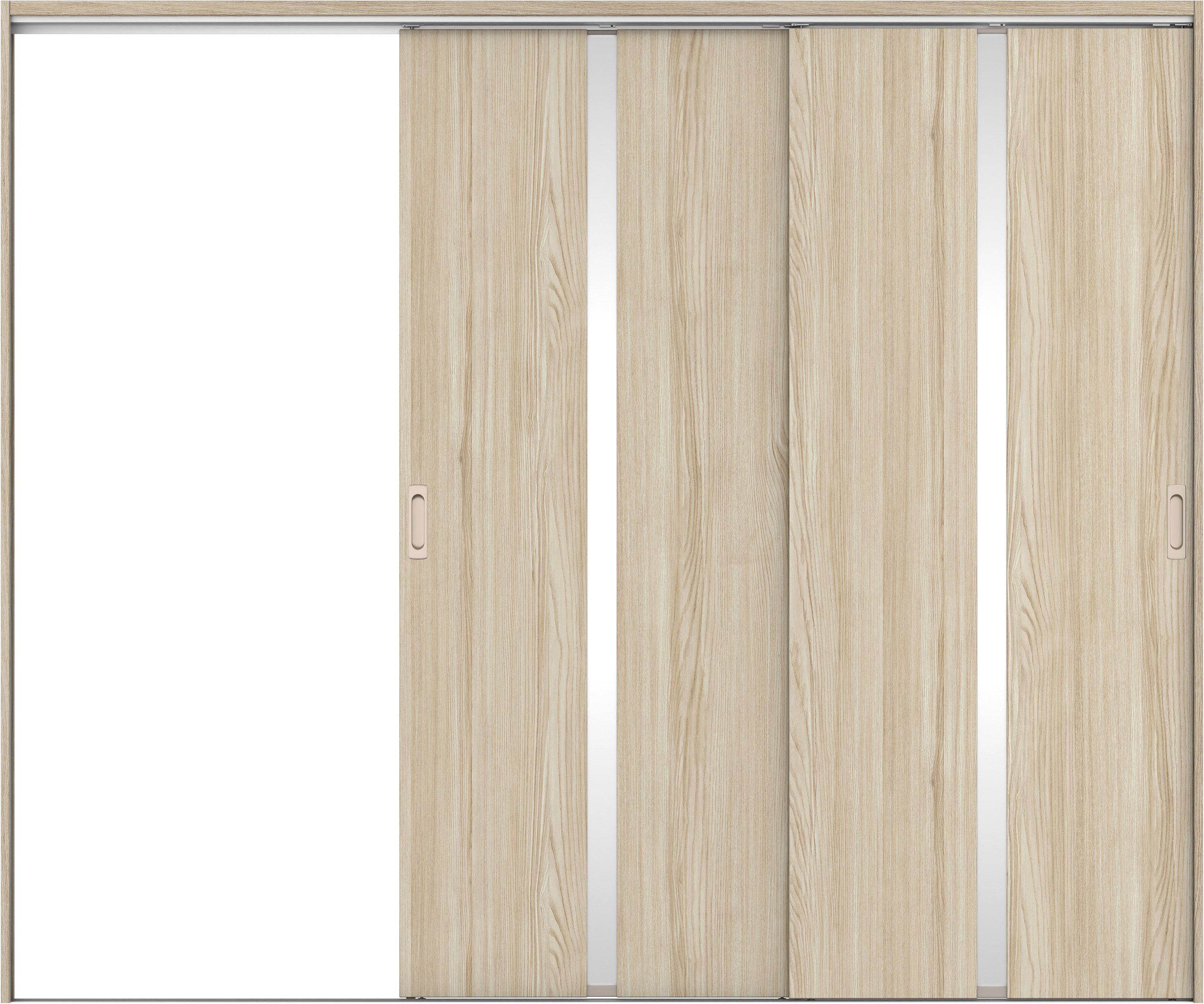 リビングドア　イエリア　吊戸・２枚片引　扉セット　２Ｐデザイン　２４３７幅用　２０００高　〈ソフトグレージュ柄〉　左引用　錠なし　ラクラクローズ付用