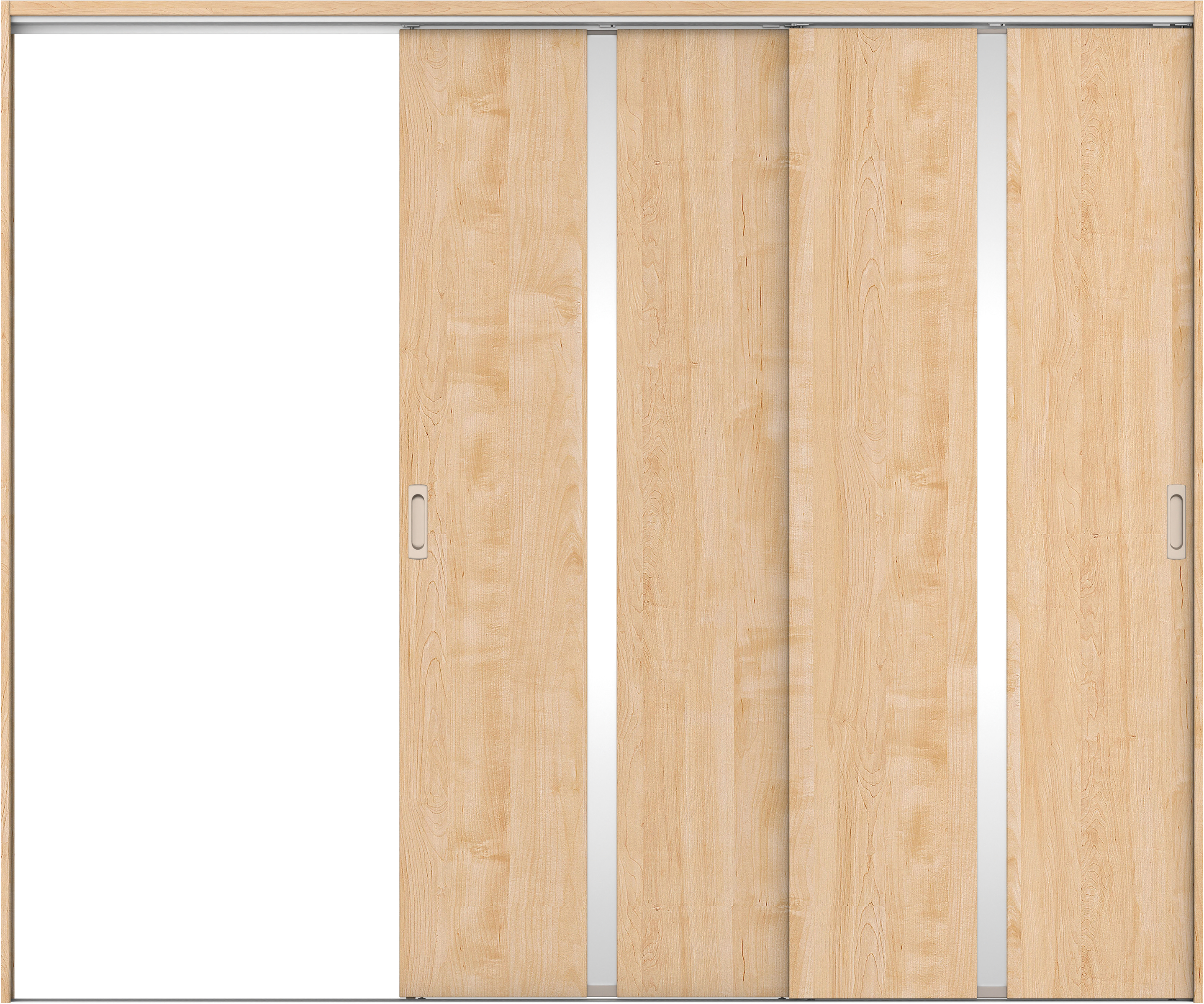 リビングドア　イエリア　吊戸・２枚片引　扉セット　２Ｐデザイン　２４３７幅用　２０００高　〈ミルベージュ柄〉　左引用　錠なし　ラクラクローズ付用