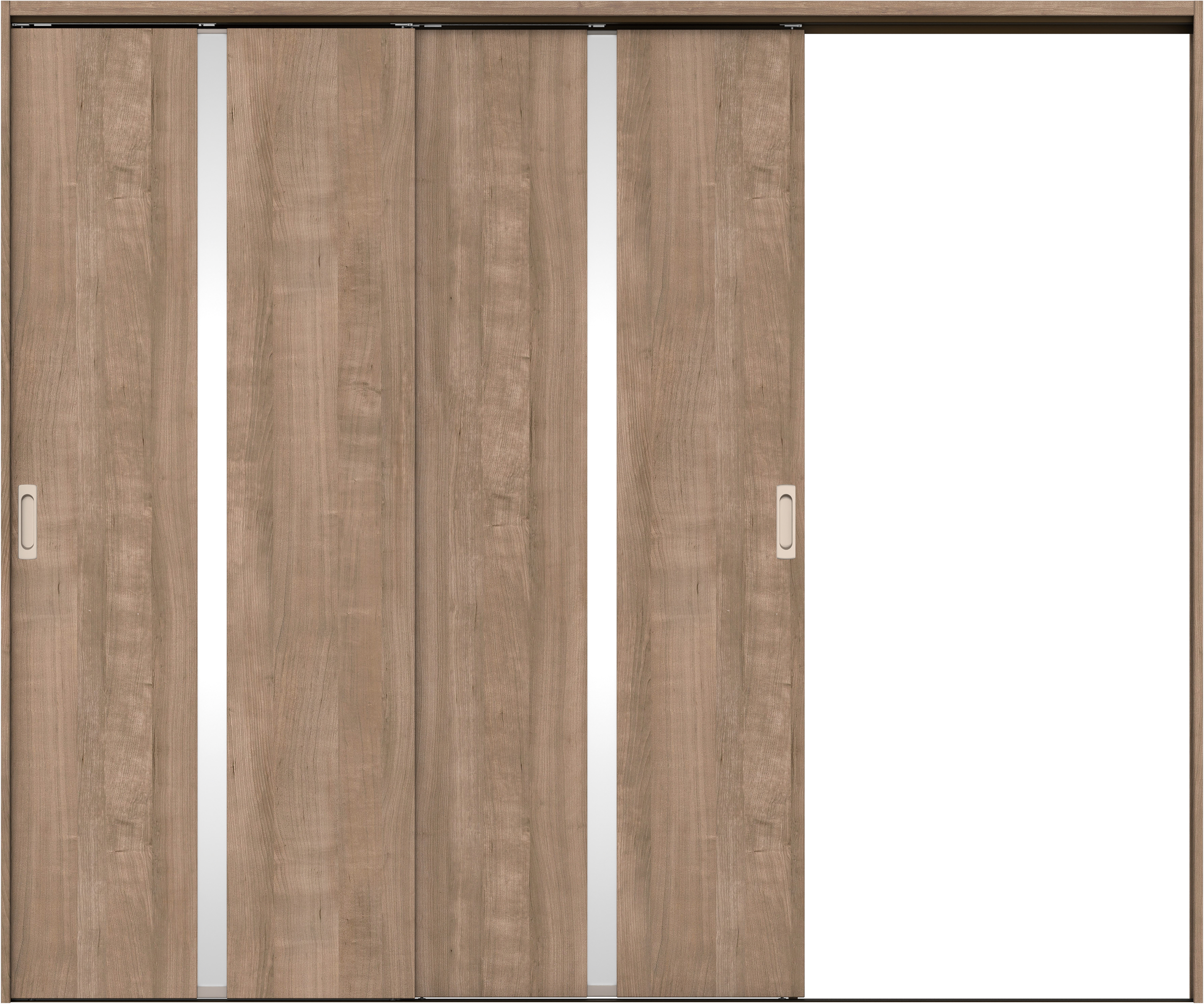 リビングドア　イエリア　吊戸・２枚片引　扉セット　２Ｐデザイン　２４３７幅用　２０００高　〈トープグレー柄〉　右引用　錠なし　ラクラクローズ付用