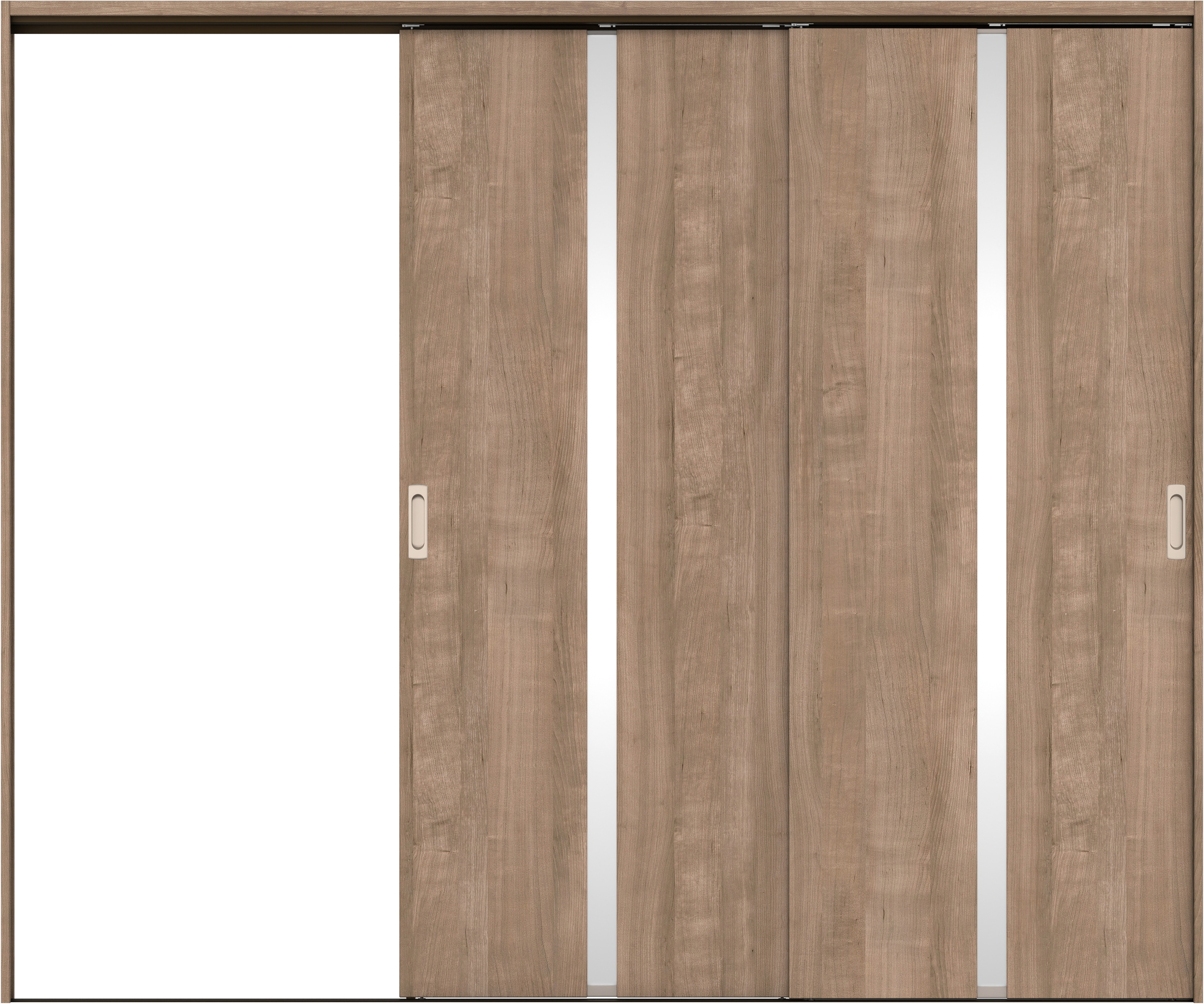 リビングドア　イエリア　吊戸・２枚片引　扉セット　２Ｐデザイン　２４３７幅用　２０００高　〈トープグレー柄〉　左引用　錠なし　ラクラクローズ付用