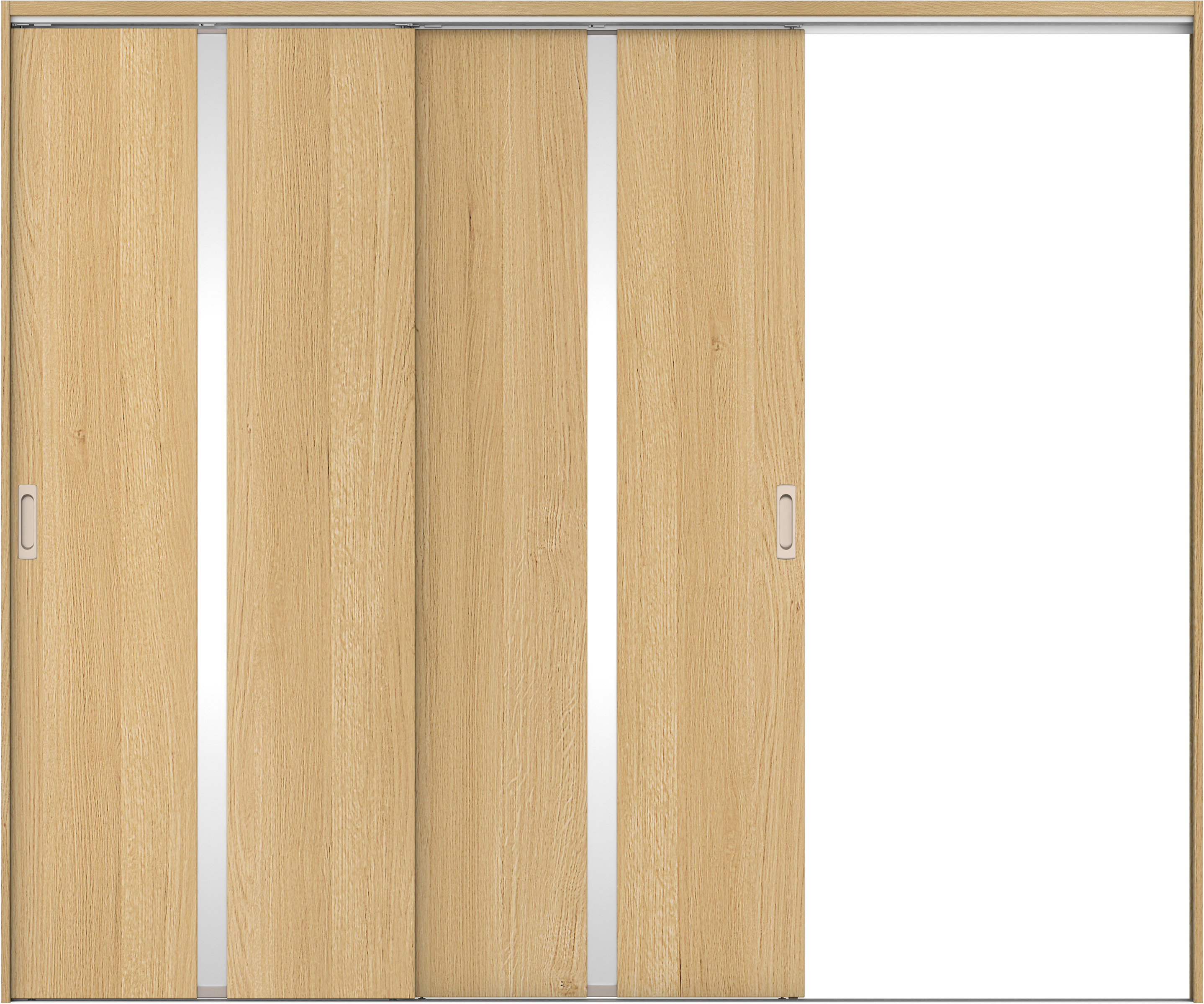 リビングドア　イエリア　吊戸・２枚片引　扉セット　２Ｐデザイン　２４３７幅用　２０００高　〈ライトオーカー柄〉　右引用　錠なし　ラクラクローズ付用