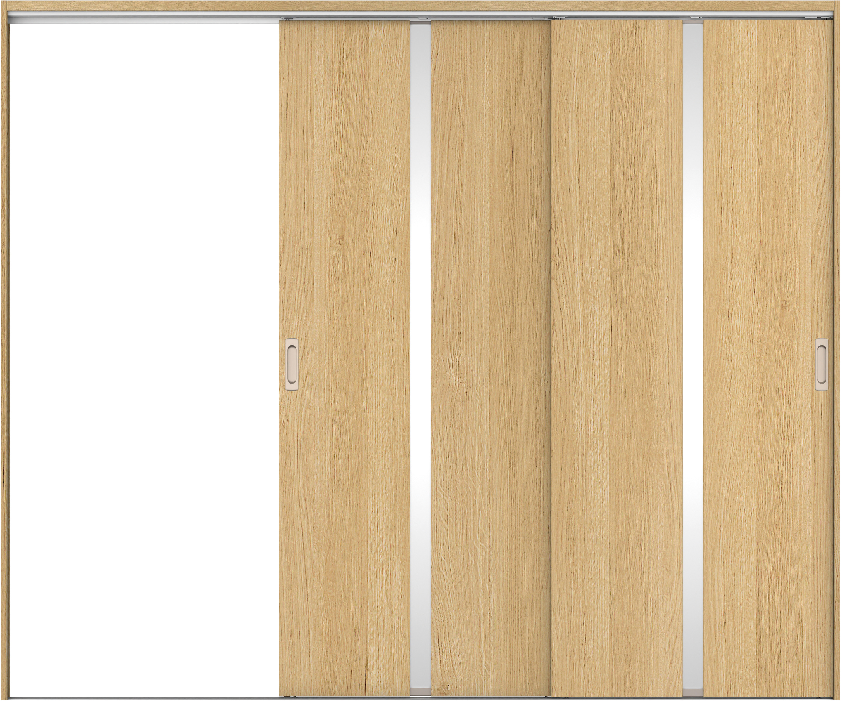 リビングドア　イエリア　吊戸・２枚片引　扉セット　２Ｐデザイン　２４３７幅用　２０００高　〈ライトオーカー柄〉　左引用　錠なし　ラクラクローズ付用