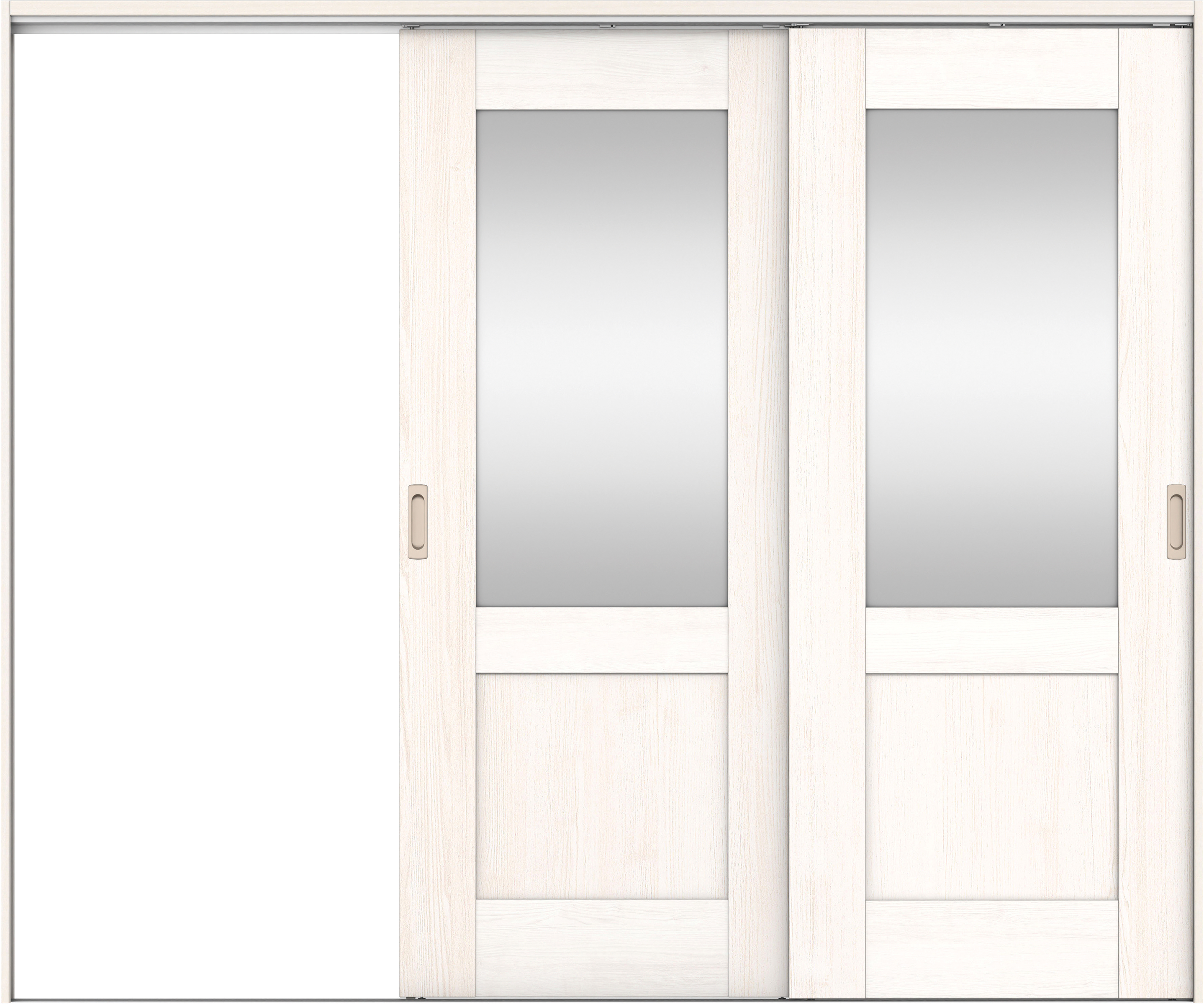 リビングドア　イエリア　吊戸・２枚片引　扉セット　２８デザイン　２４３７幅用　２０００高　〈ネオホワイト柄〉　左引用　錠なし　ラクラクローズ付用