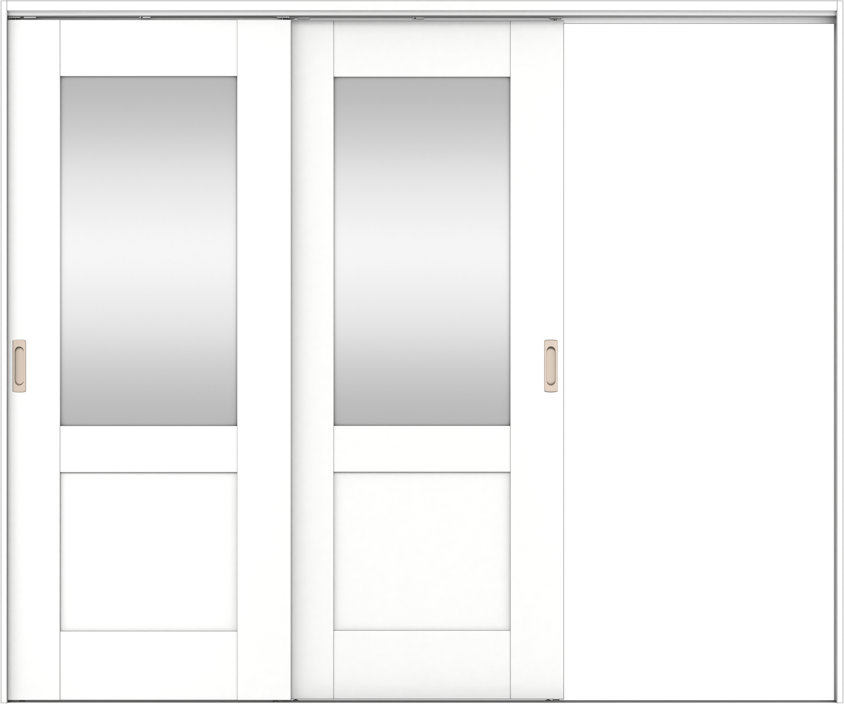 リビングドア　イエリア　吊戸・２枚片引　扉セット　２８デザイン　２４３７幅用　２０００高　〈パウダーホワイト柄〉　右引用　錠なし　ラクラクローズ付用