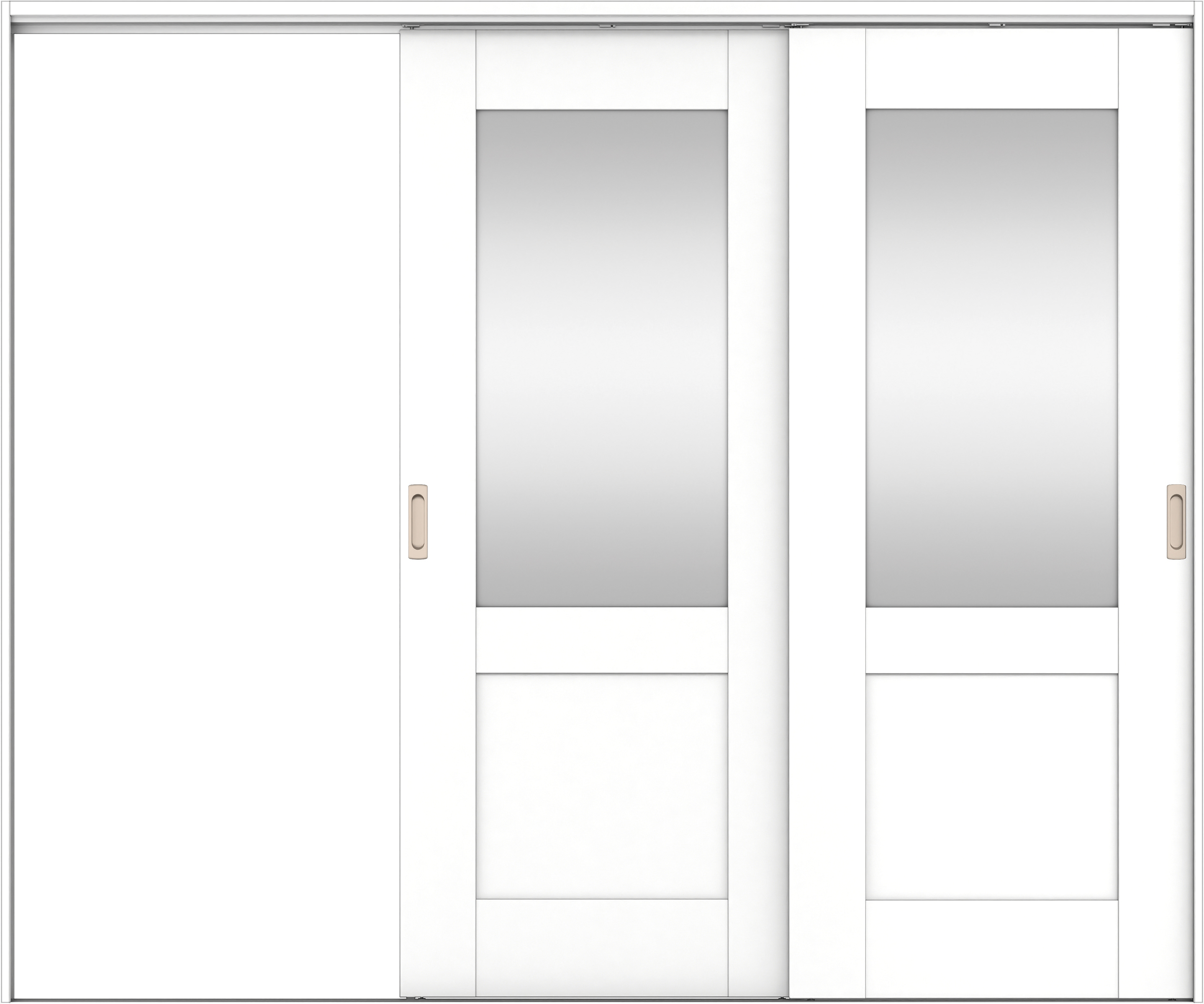 リビングドア　イエリア　吊戸・２枚片引　扉セット　２８デザイン　２４３７幅用　２０００高　〈パウダーホワイト柄〉　左引用　錠なし　ラクラクローズ付用