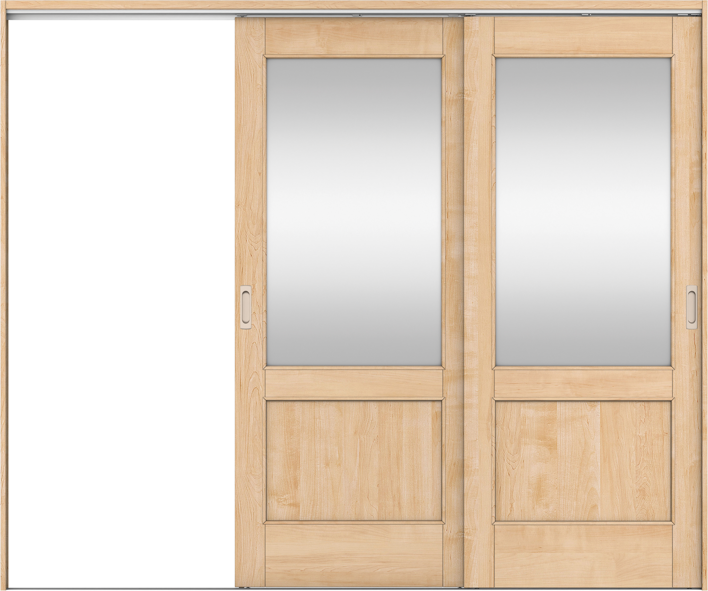 リビングドア　イエリア　吊戸・２枚片引　扉セット　２６デザイン　２４３７幅用　２０００高　〈ミルベージュ柄〉　左引用　錠なし　ラクラクローズ付用